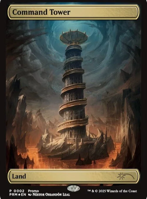 Tonight at 6pm, we'll distribute full art Command Tower promos, and everyone gets to start your games with this card in play! This card is NOT counted as part of your deck, which still needs to include 100 cards, and it can even include another copy 