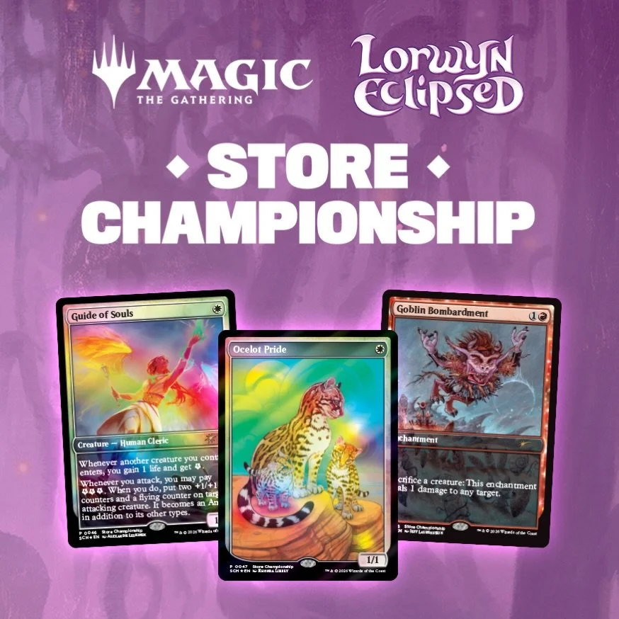 Emerald Haven is hosting our Lorwyn Eclipsed Store Championship this Valentine&rsquo;s Day! 💕 This will be a Standard format tournament playing Best of 3 in Swiss rounds.

❤️ All players will receive a promo Goblin Bombardment
🤍 Top 8 players will 