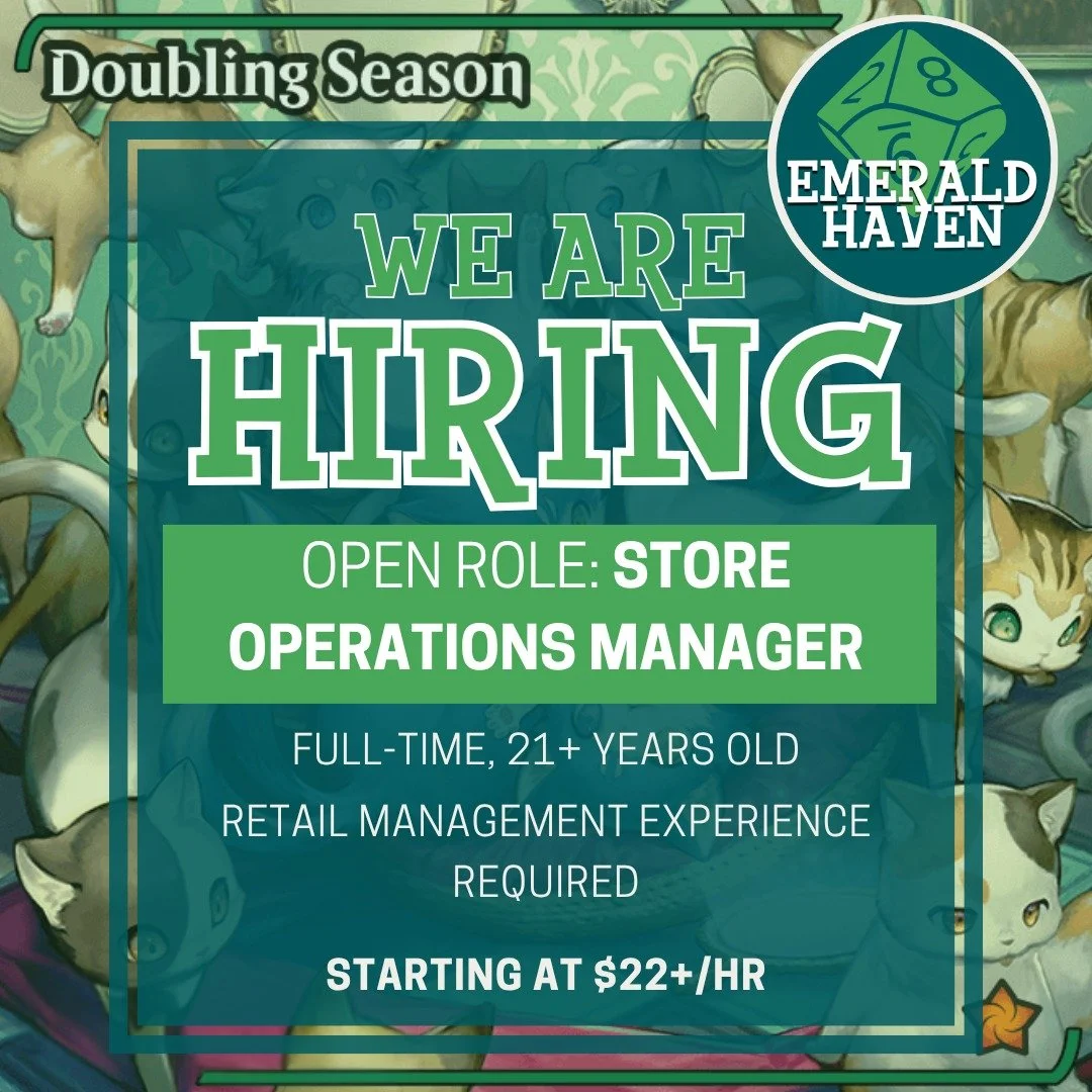 We&rsquo;re taking applications for new talent to join our team! Please share the word with anyone you know with retail management experience who would be a great leader on the Emerald Haven crew. Application open on Indeed

https://www.emeraldhaven.
