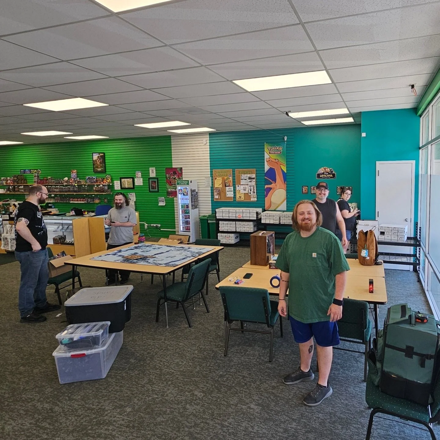 Our Warhammer community showed up this morning to get their league games in for this Aug-Nov season 🪖 4 tables battling together is a new shop record!