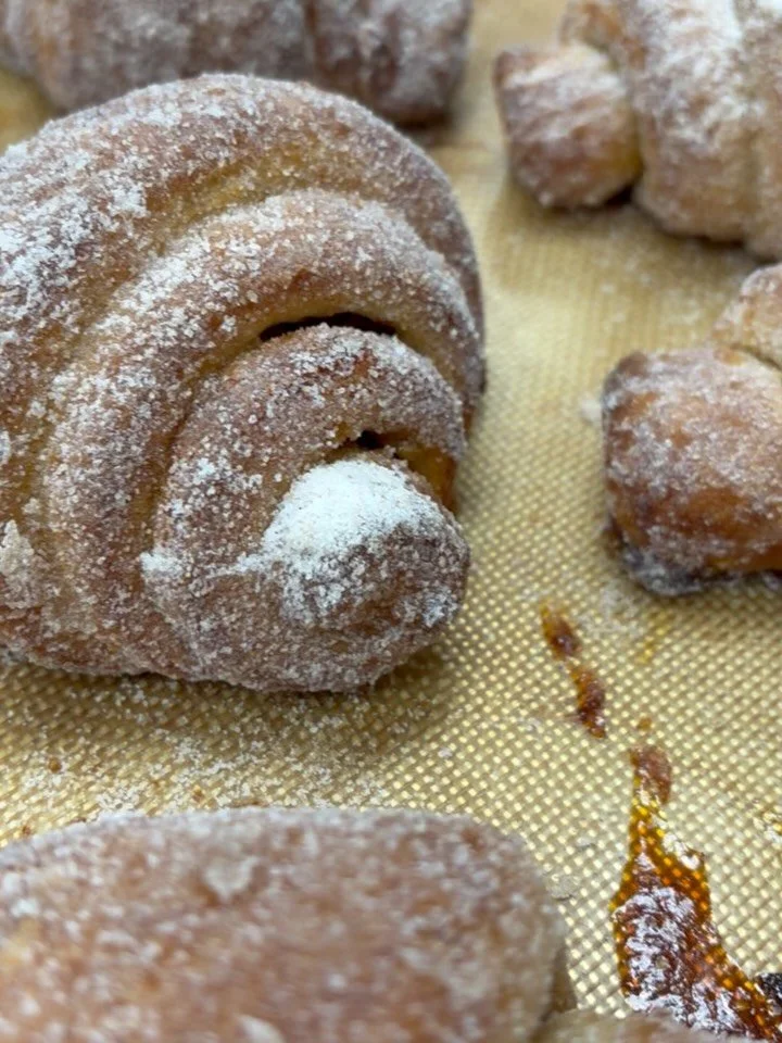 Keep em coming!! NEW Baklava Croissant, walnut and cinnamon sugar stuffed croissant dipped in honey glaze and cinnamon sugar! Super delicious!! #baklava #wilbraham #westernmass