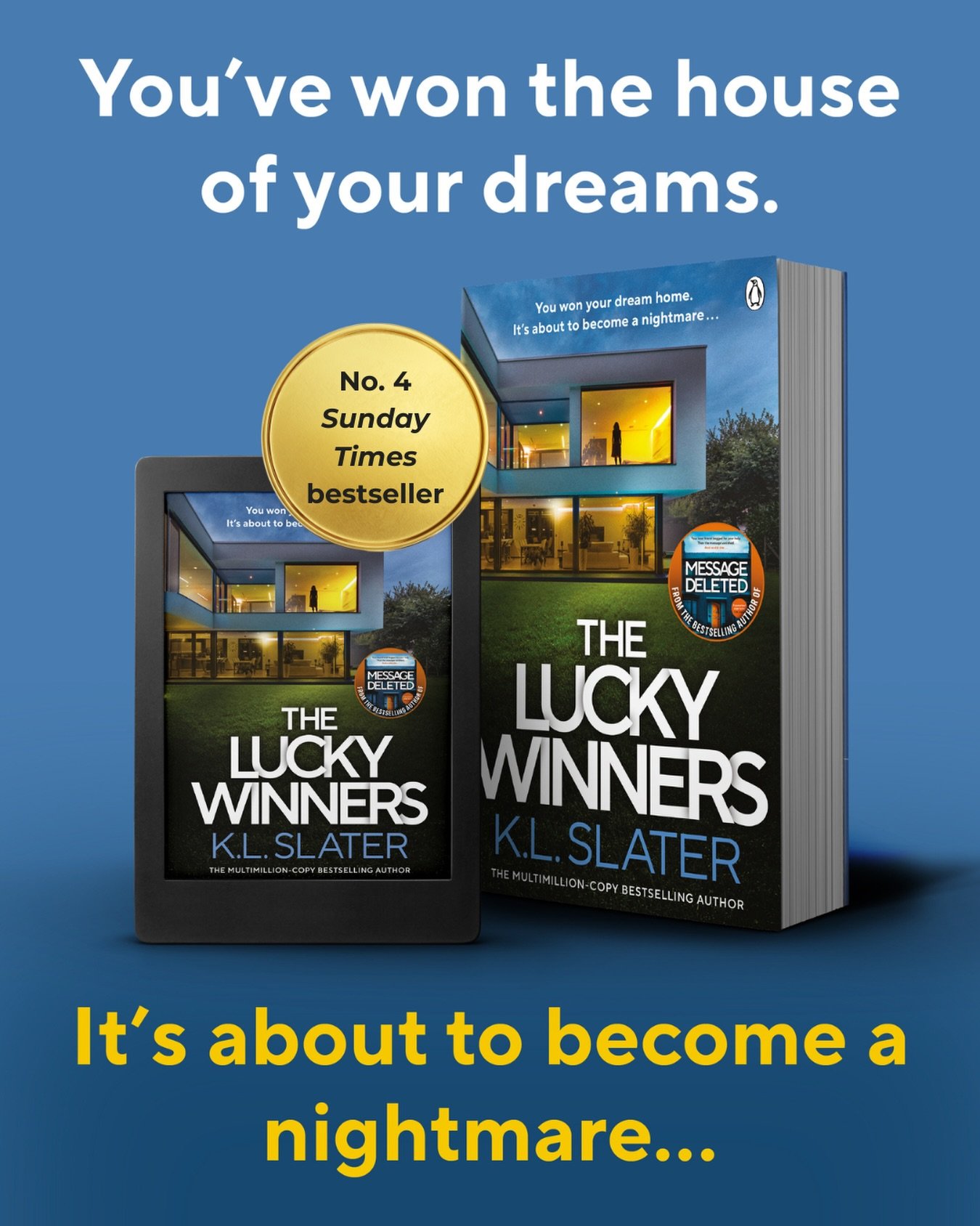 🤩 Delighted that THE LUCKY WINNERS is a No.4 Sunday Times bestseller this week! 🗞️📚 

Thanks to everyone who has bought a copy and left a positive review ❤️

Paperback available in supermarkets and book shops now! 

#SundayTimesBestseller #KLSlate