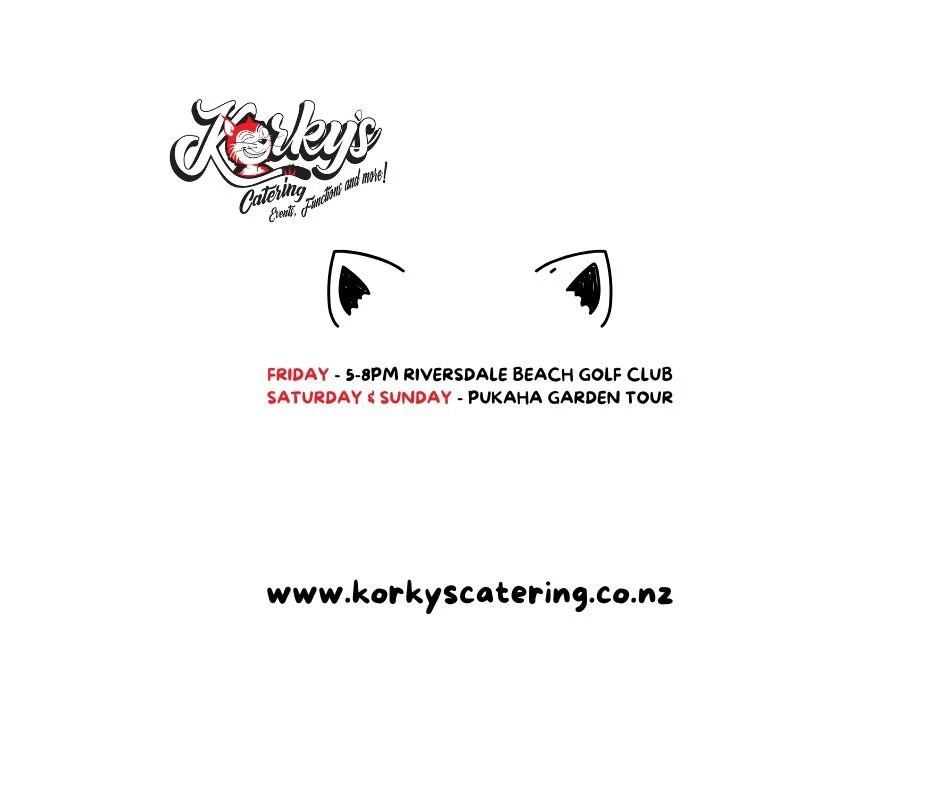 This week 😻

Friday we're at Riversdale Beach Golf Club from 5-8pm.

Saturday and Sunday we are at the market garden for the @pukahagardentour 

 #riversdalebeach #RiversdaleBeach #riversdalebeachgolf #korkyscatering #pukahagarden #pukahagardentour 