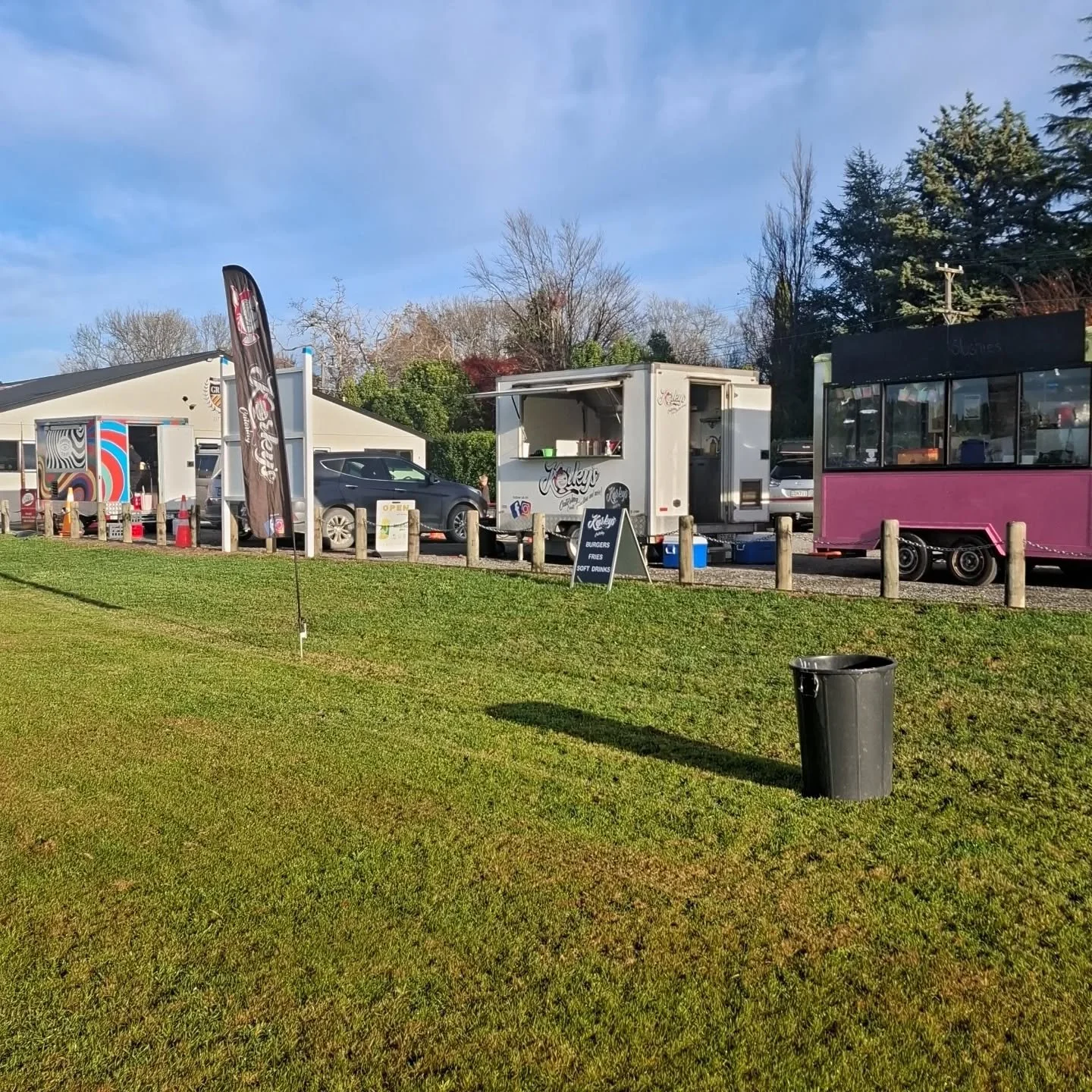 We are at @greytownrugbyclub until 3pm today. 

We'll be slingin' delicious burgers and @makikihifries all day, alongside our friends @coffee_trippin and Nell's Candyfloss 🍔 🍟 ☕️ 🍭🍬🍦

The weather is a BEAUTY today! 

Come along for an amazing da