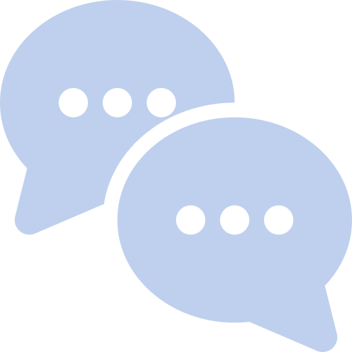Two overlapping speech bubbles with three dots inside each, representing conversation or communication.