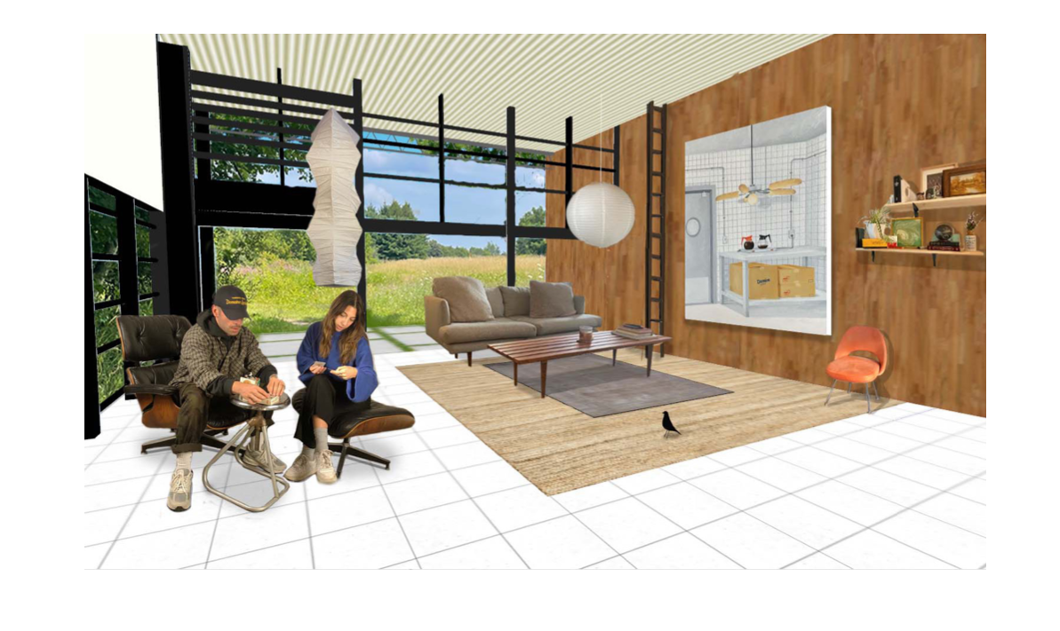 Photoshop Rendering using real found furniture images within the Eames living room.