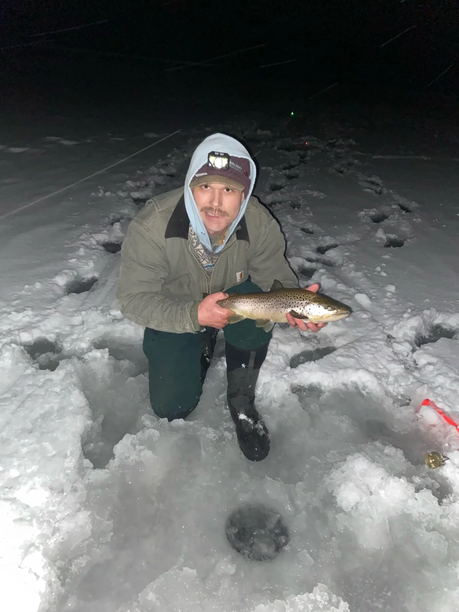 Brown trout jigging tip ups central Vermont Vacation
