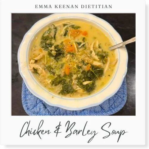 Creamy Chicken and Barley Soup dietitian recipe