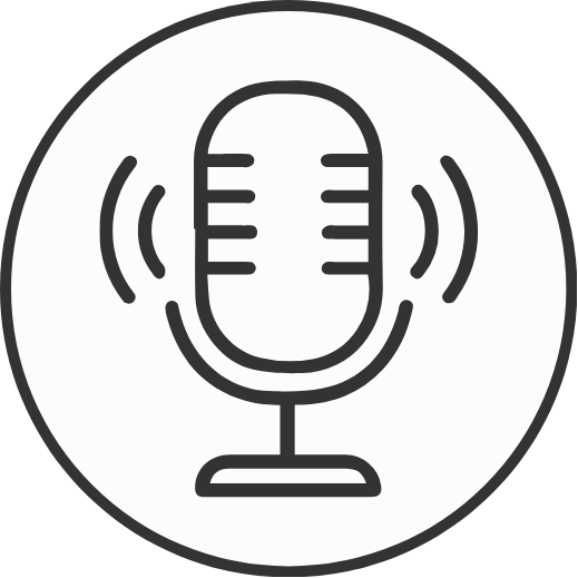 icon graphic of a microphone with reverb lines