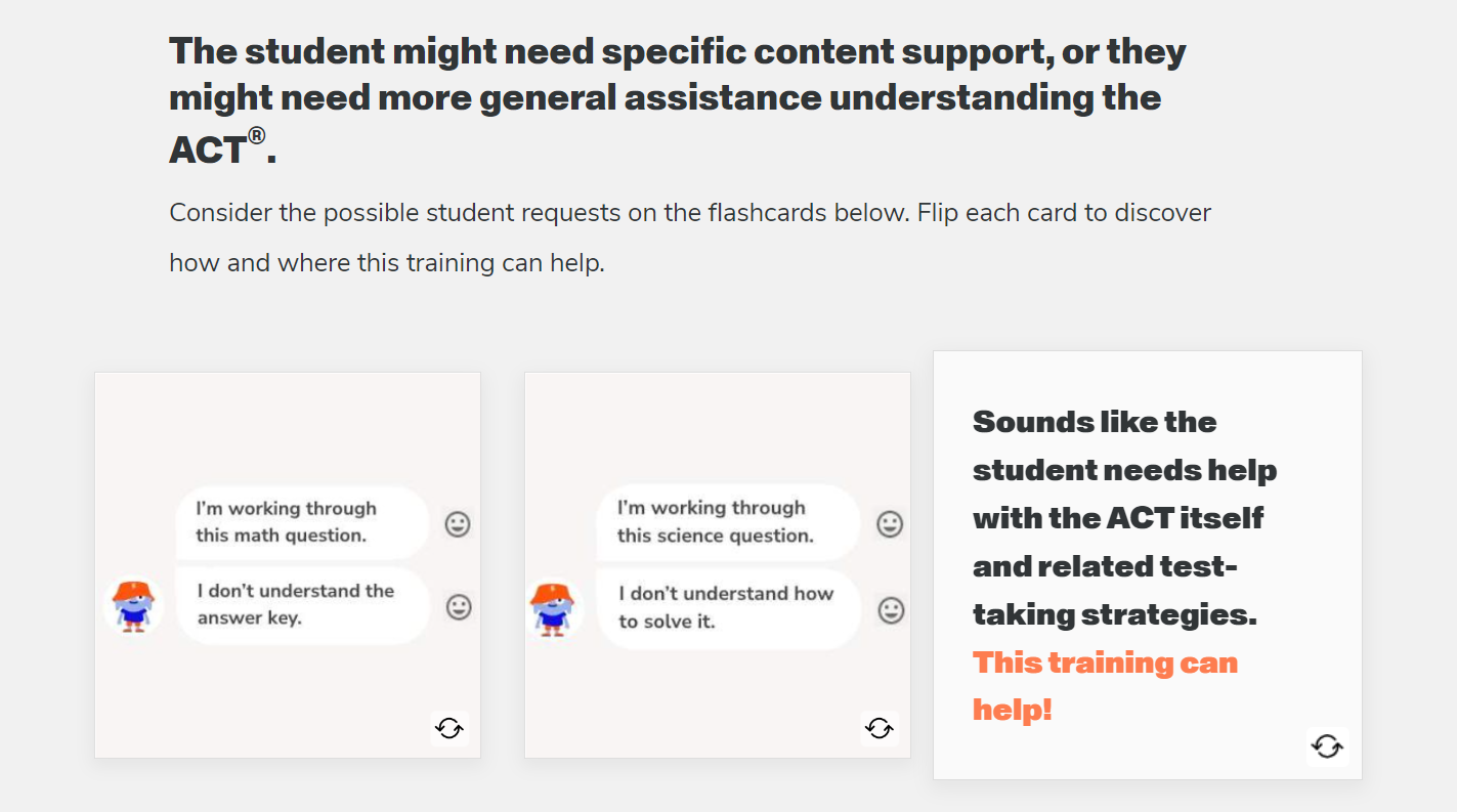 Interactive elements to engage kinesthetic learning and allow learners to reflect on their own answers before receiving learning content.