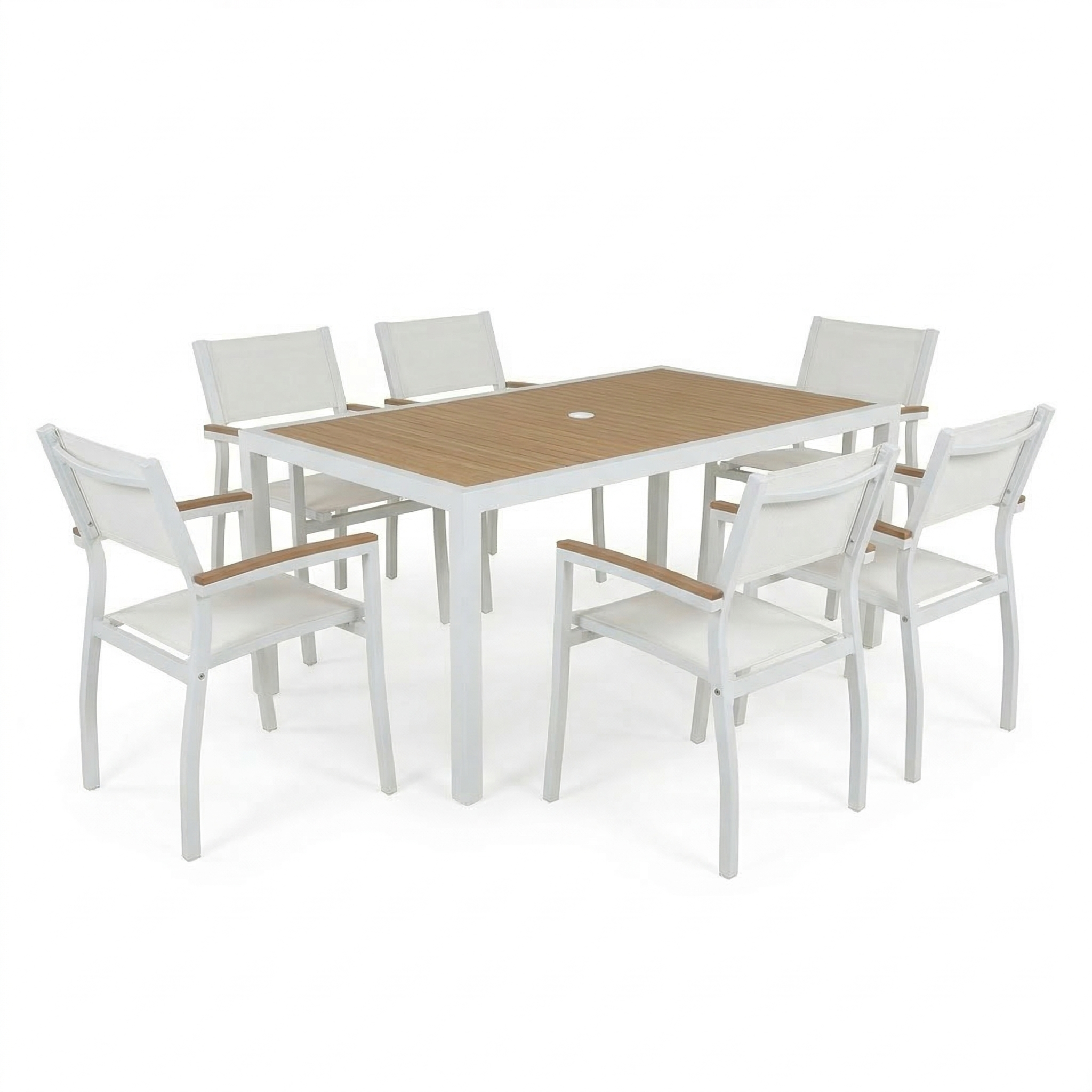 Patio Heaven Riviera Rectangle Dining table White Banded.png