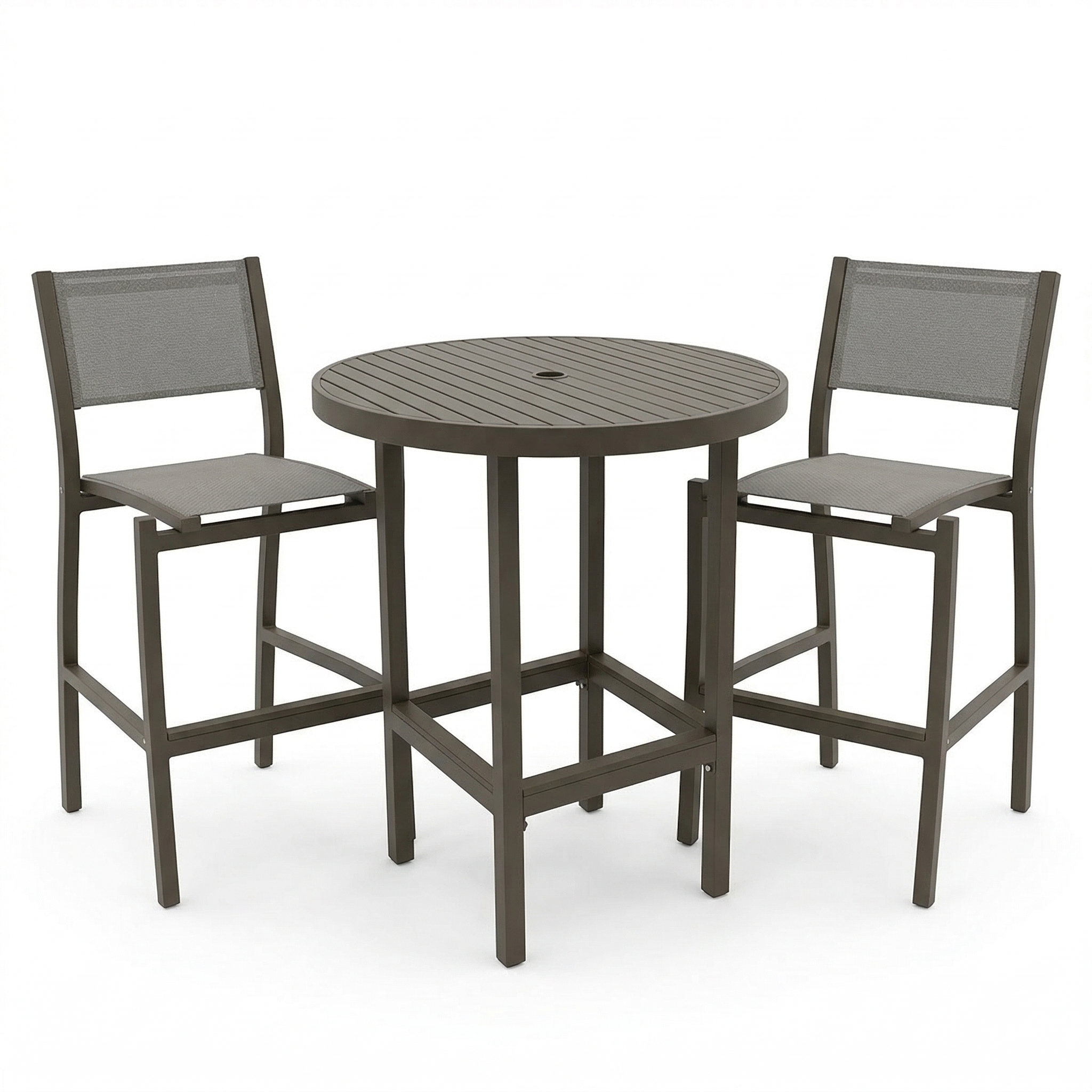 Riviera Bar Table and armless chairs Grey Patio Heaven Round.png