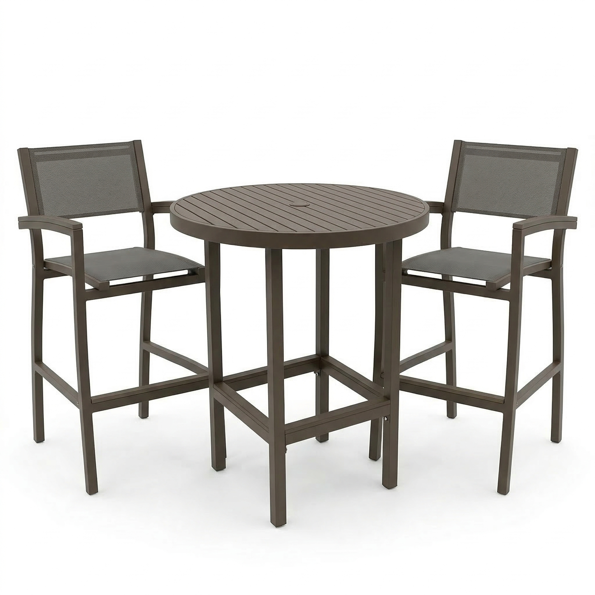 Riviera Bar Table and arm chairs Grey Patio Heaven.png