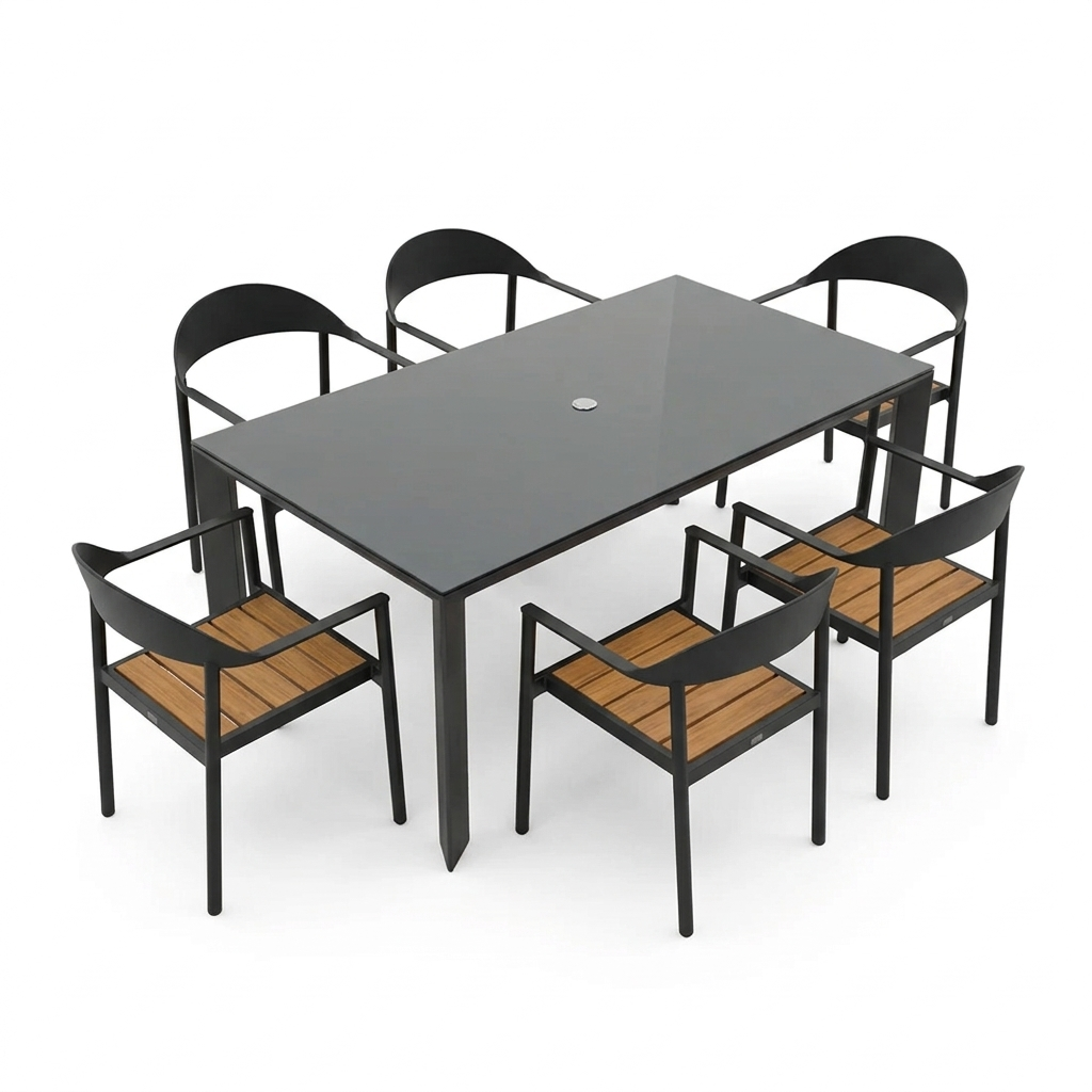 Miami Dining Set Patio Heaven Wingback carbon Grey Glass Top.png