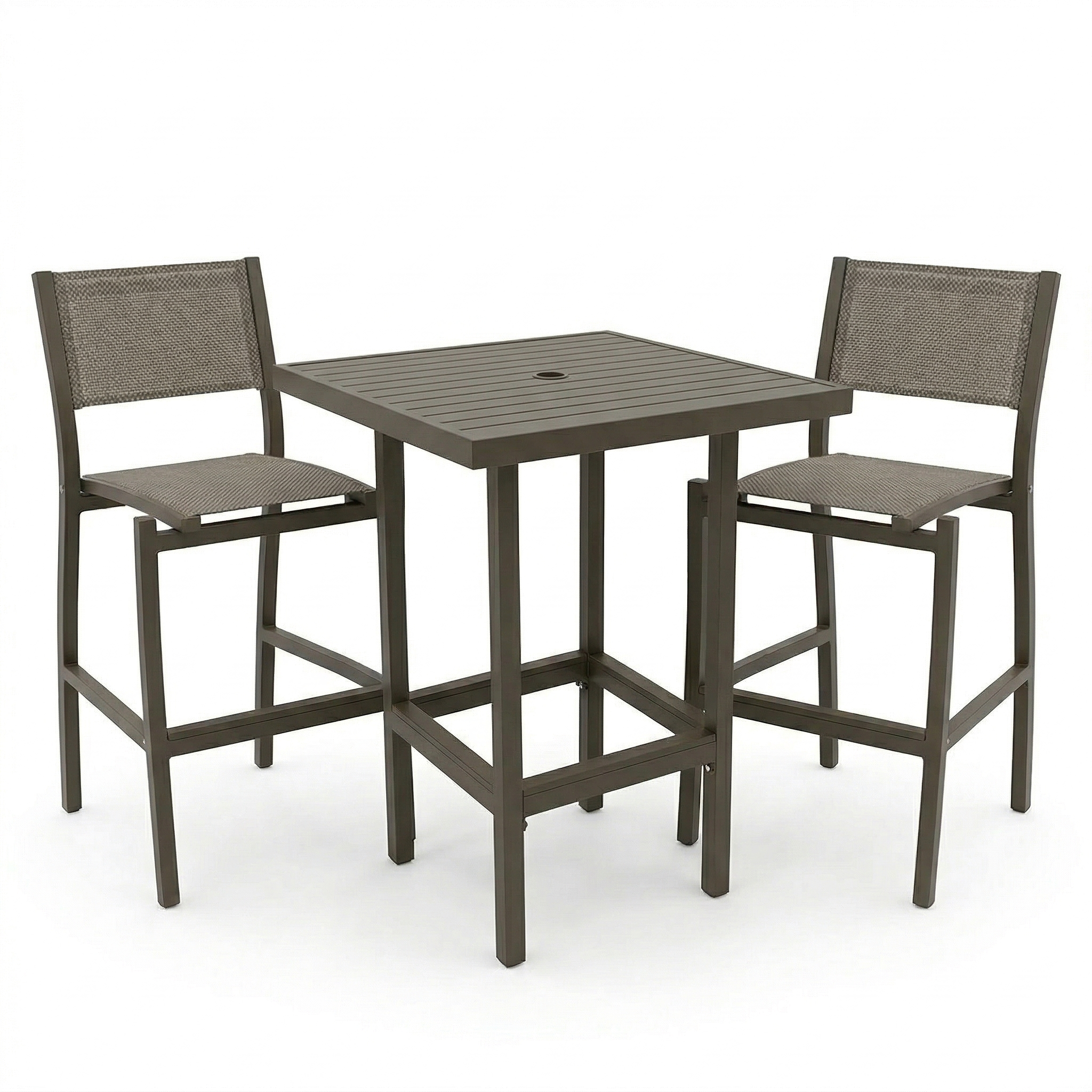 Riviera Bar square Table and armless chairs Grey Patio Heaven.png