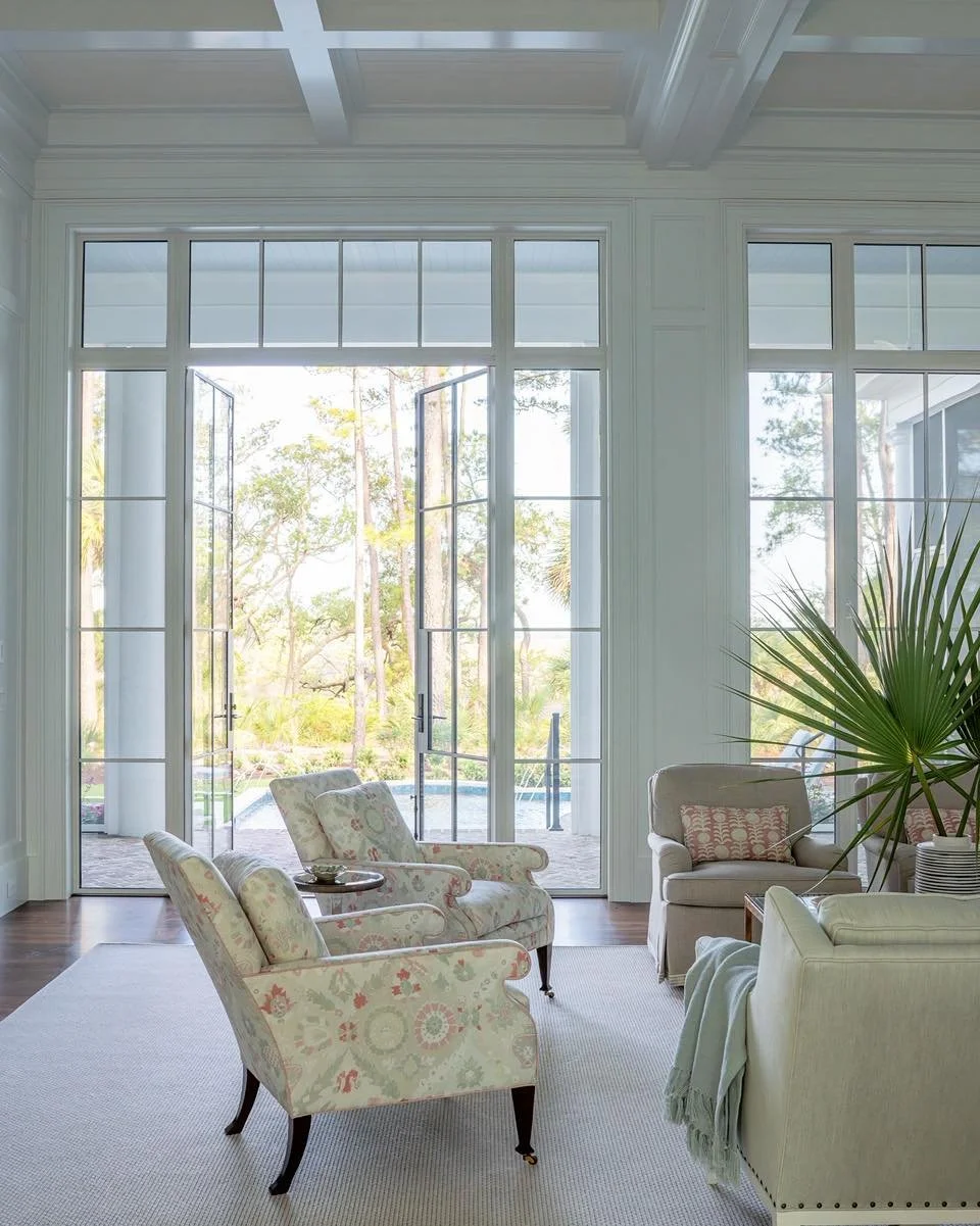 The outdoors beckon through beautiful white steel doors&hellip;

Built by: @csthomasconstruction 
Interior Design: @elizabethreynoldsinteriors 
Styling: @francesfinds 
Photography: @kelliboydphotography 

#palmettobluffarchitect #residentialarchitect