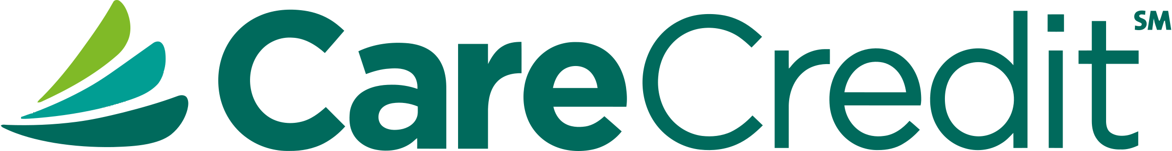 CareCredit logo with green and blue stylized leaf design.