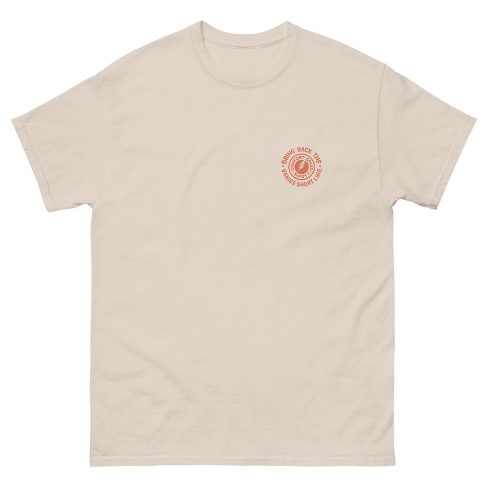 Venice Short Line Tee - For Streets cream — All on Orange text