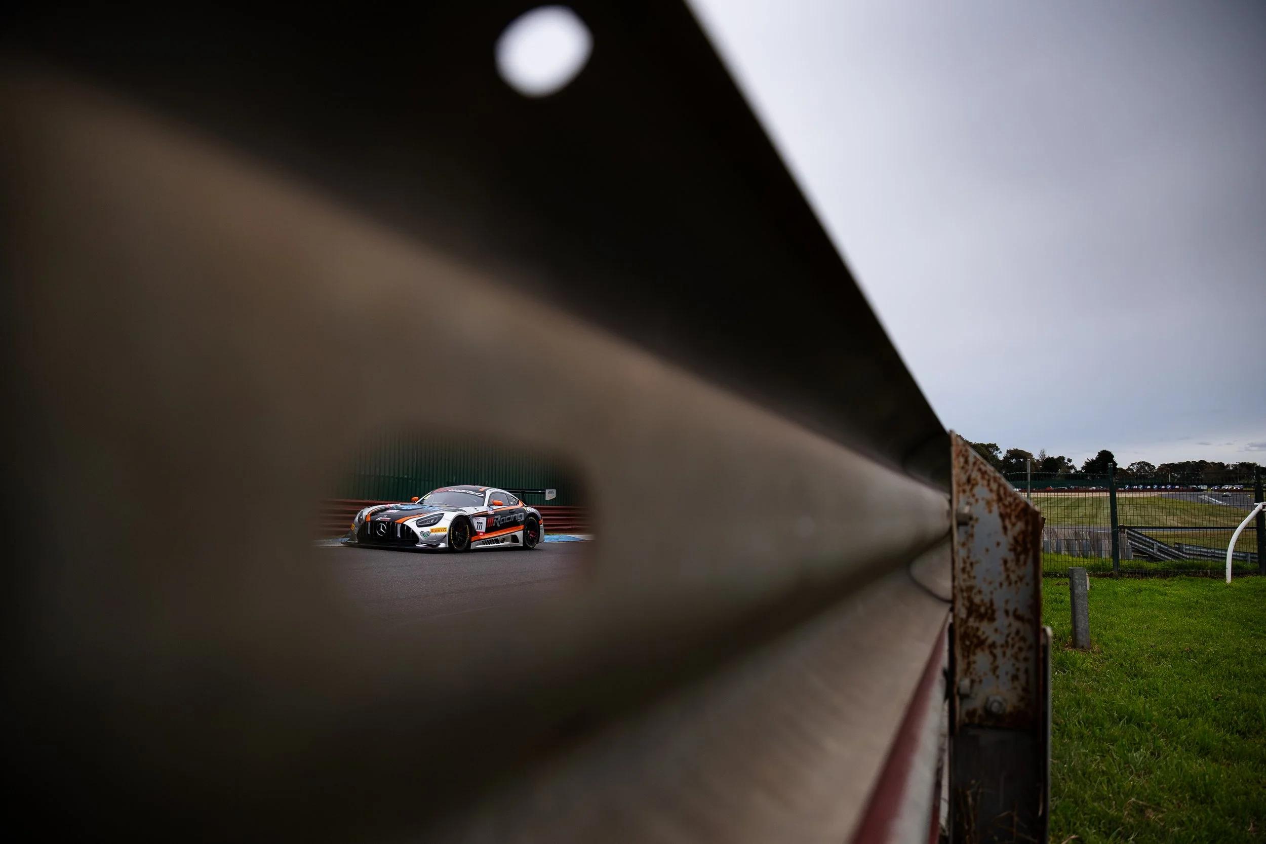 111 Motorsport Mercedes AMG GT 3 racecar at the Sandown round of the GT World Challenge Australia 2025.