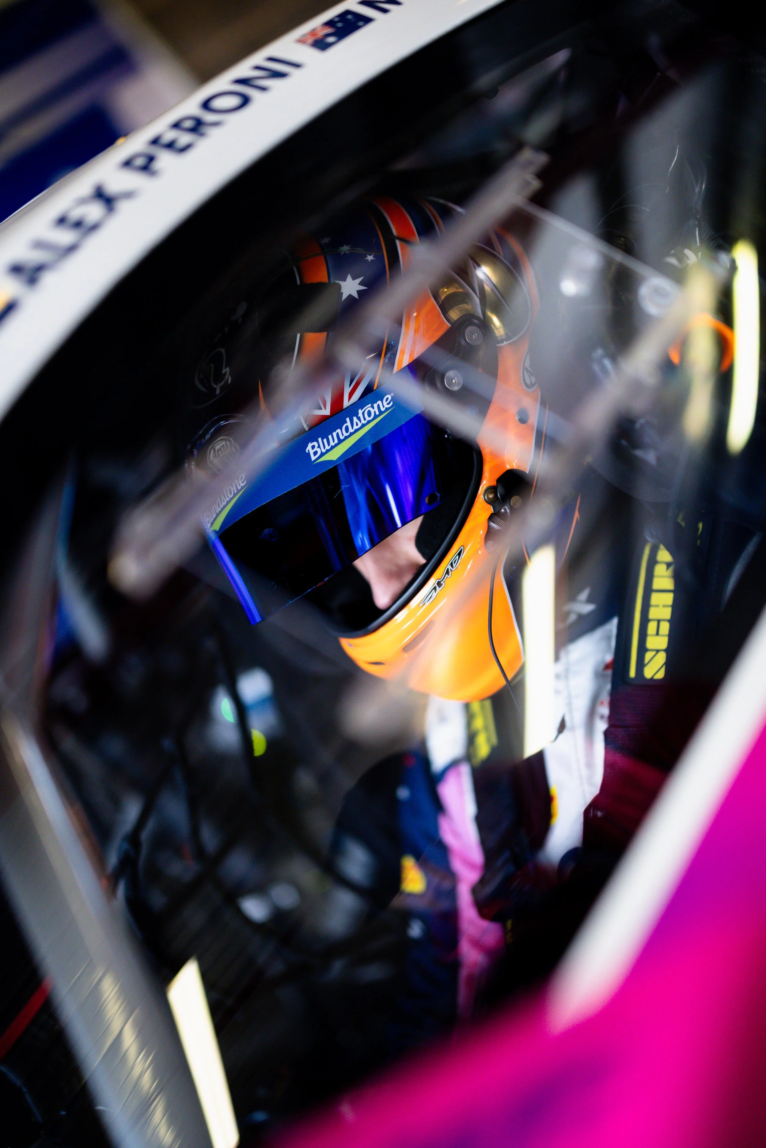 Alex Peroni getting ready to race aboard the BRM Audi R8LMS race car during the 2025 GT World Challenge Australia season.
