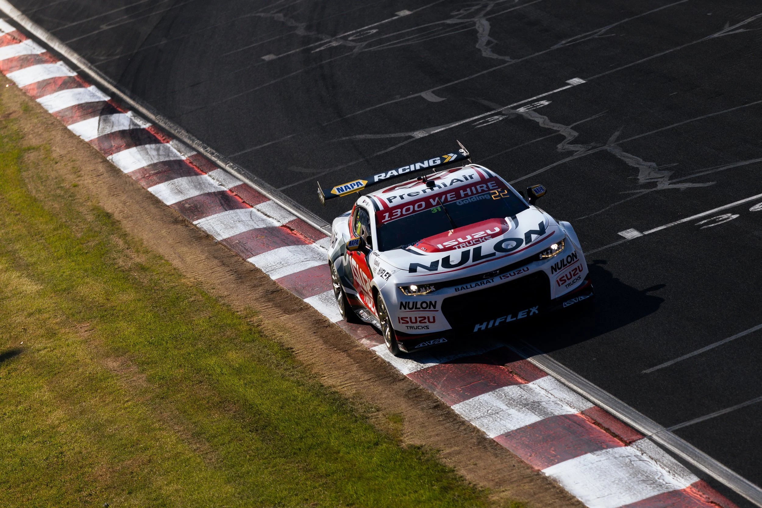 Premier Racings car 31 at the 2025 Bathurst 1000 exiting the final corner. 