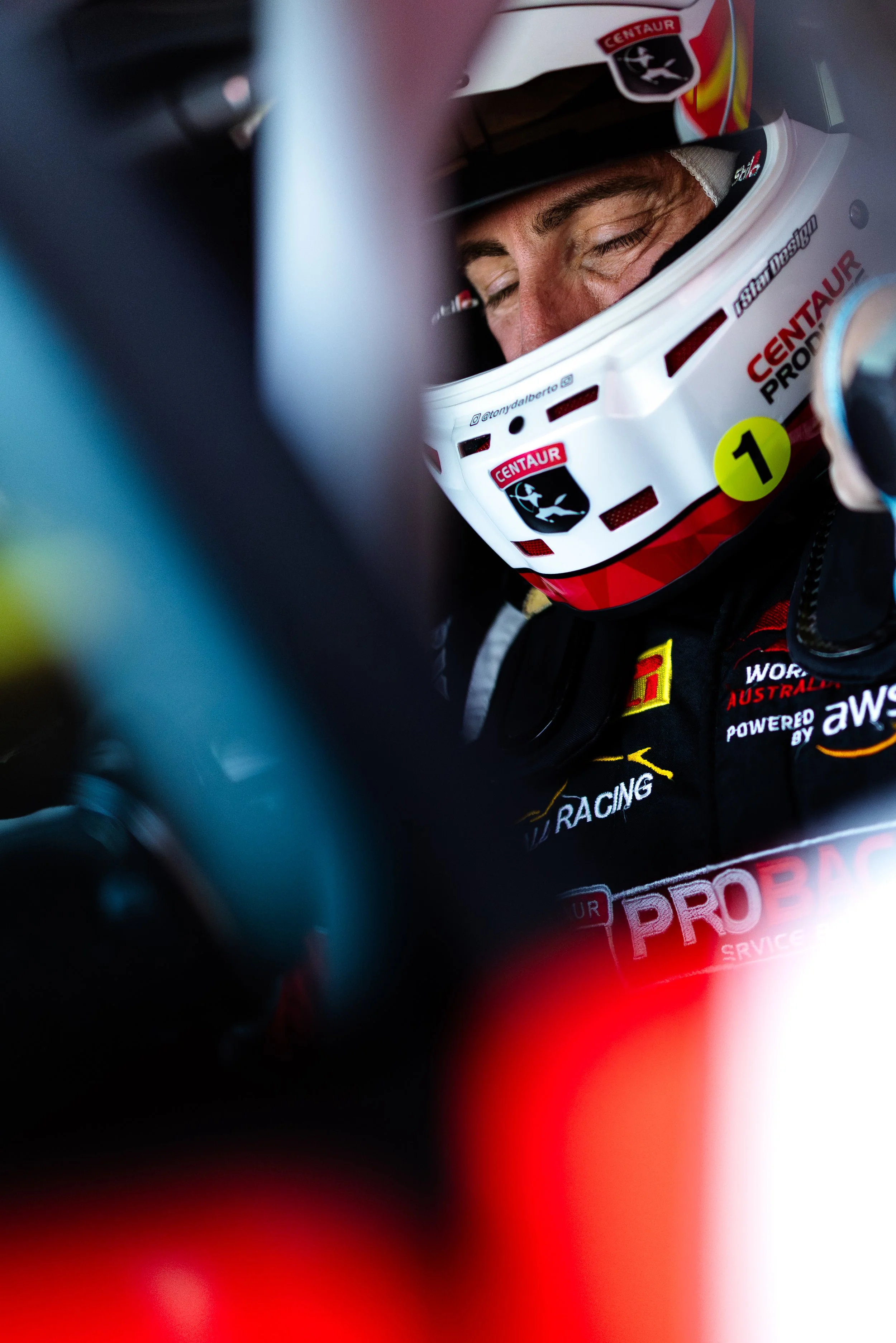 Tony Dalberto relaxing before exiting the pits aboard the Wall Racing GT3 race car.