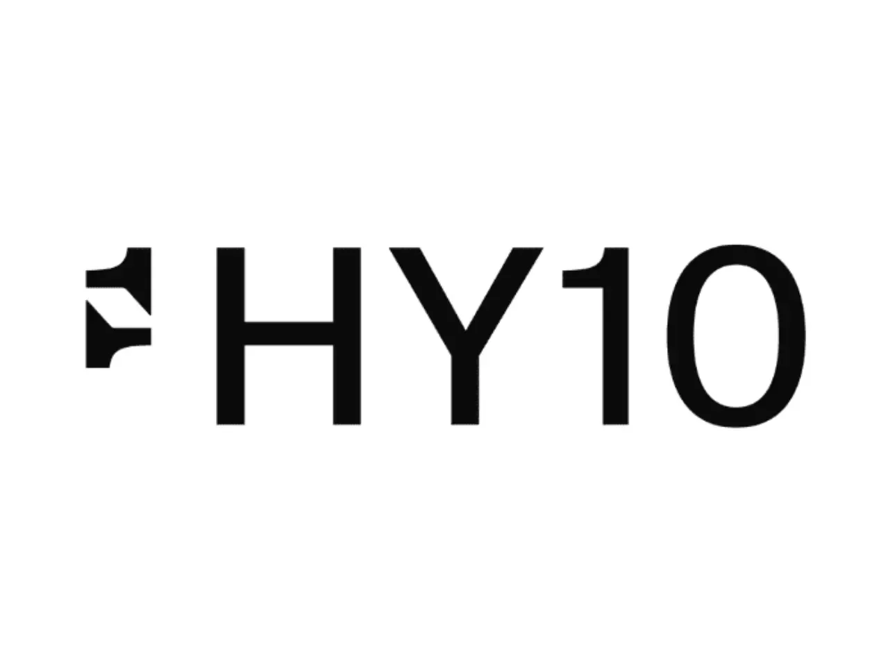 Text in mirrored fashion that reads 'HY10' on a white background.
