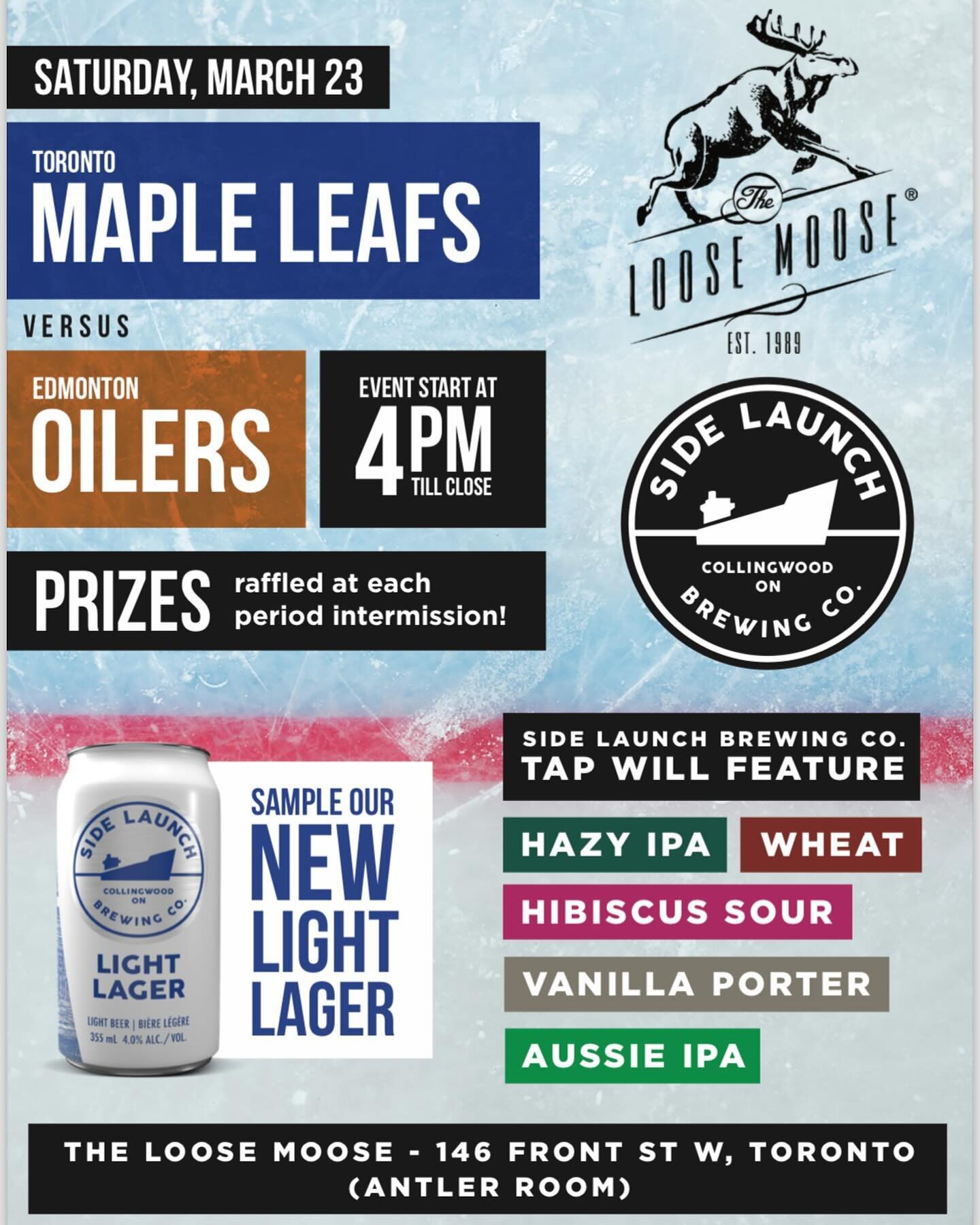 @loosemooseto today for some @sidelaunch and some @mapleleafs. See you at 4pm.