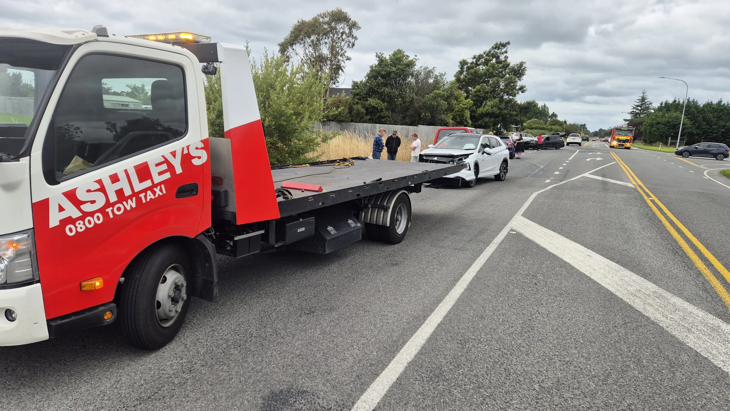 tow truck at an accident in North Canterbury