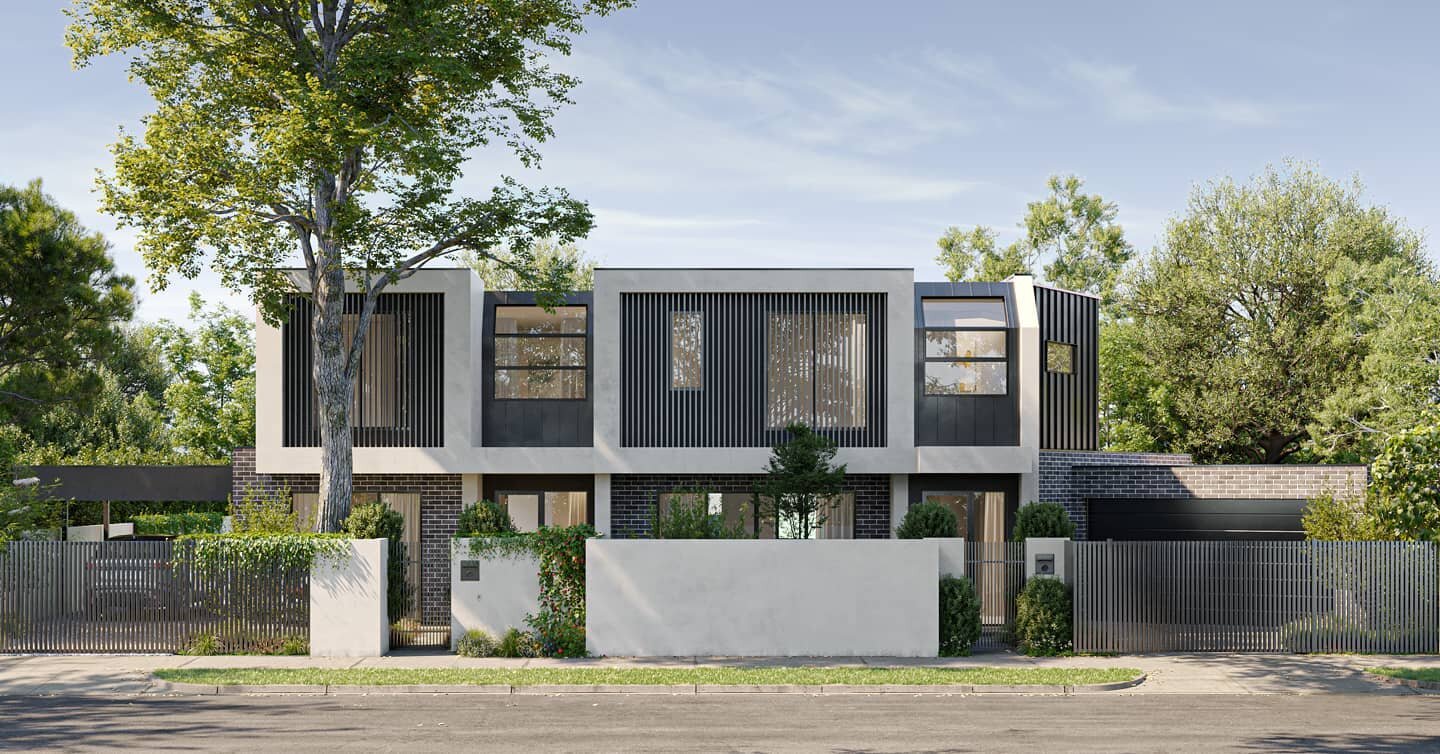These two townhouses in Brighton East have recently been approved by Bayside City Council following our successful planning application.

Designed by Fine Line Building Design on a triangular block with three street frontages, they will be a great ad