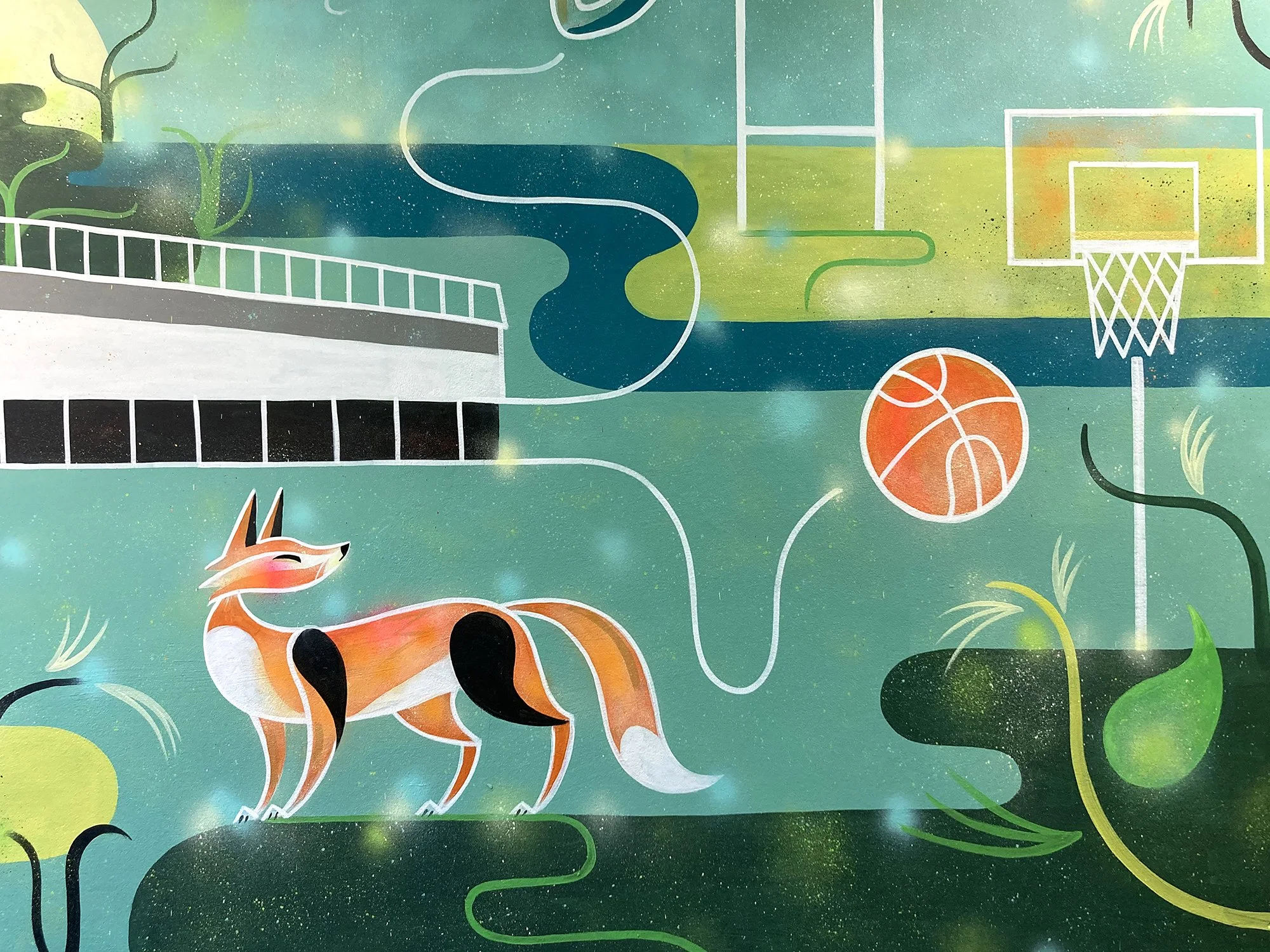 Bristol City Robins Foundation, hand painted  entrance hall mural by Bex Glover