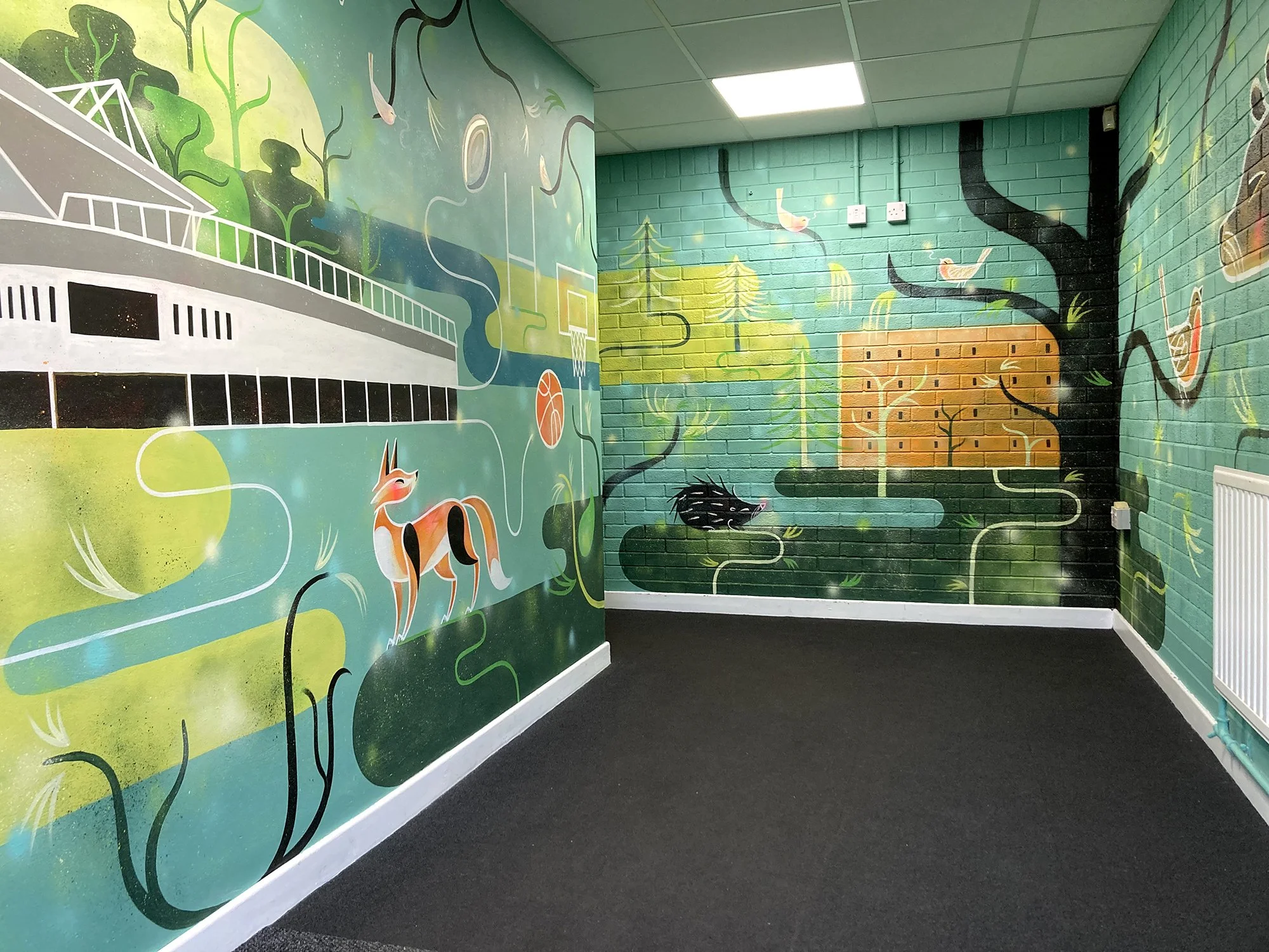 Bristol City Robins Foundation, hand painted  entrance hall mural by Bex Glover