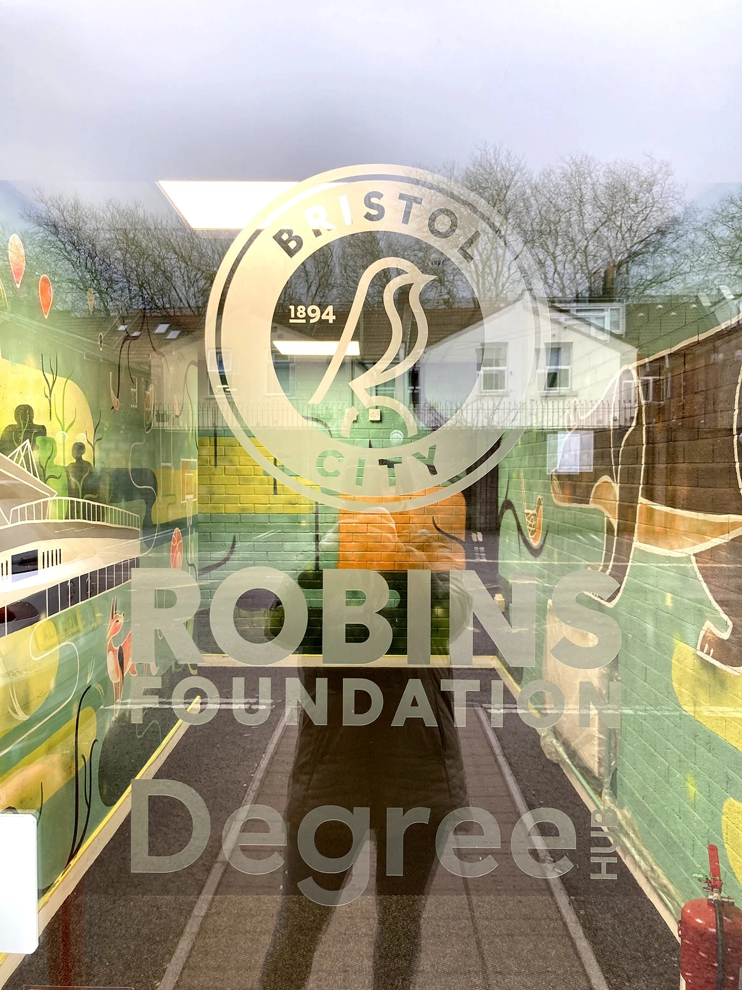 Bristol City Robins Foundation, hand painted  entrance hall mural by Bex Glover