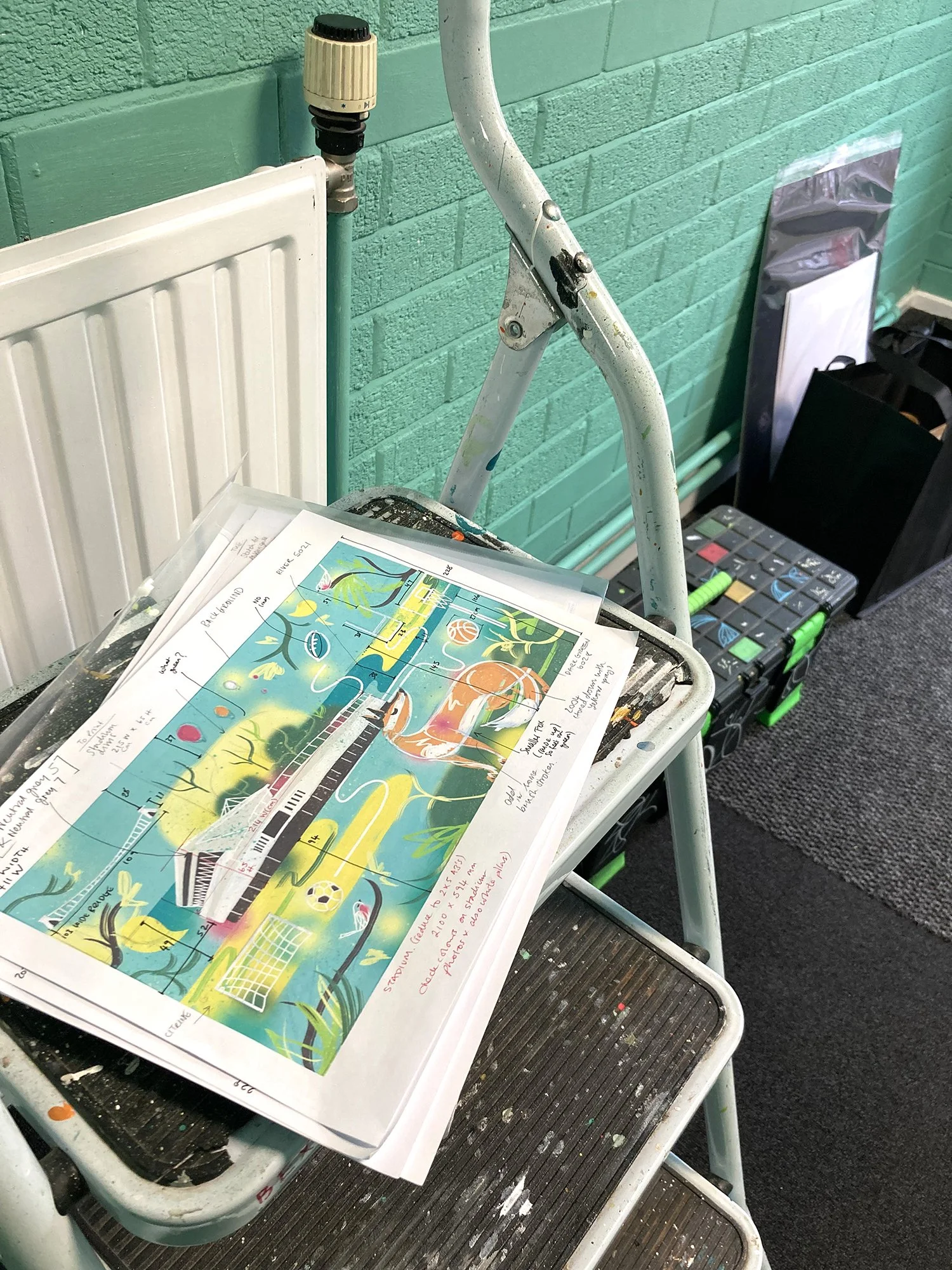 Bristol City Robins Foundation, hand painted  entrance hall mural by Bex Glover