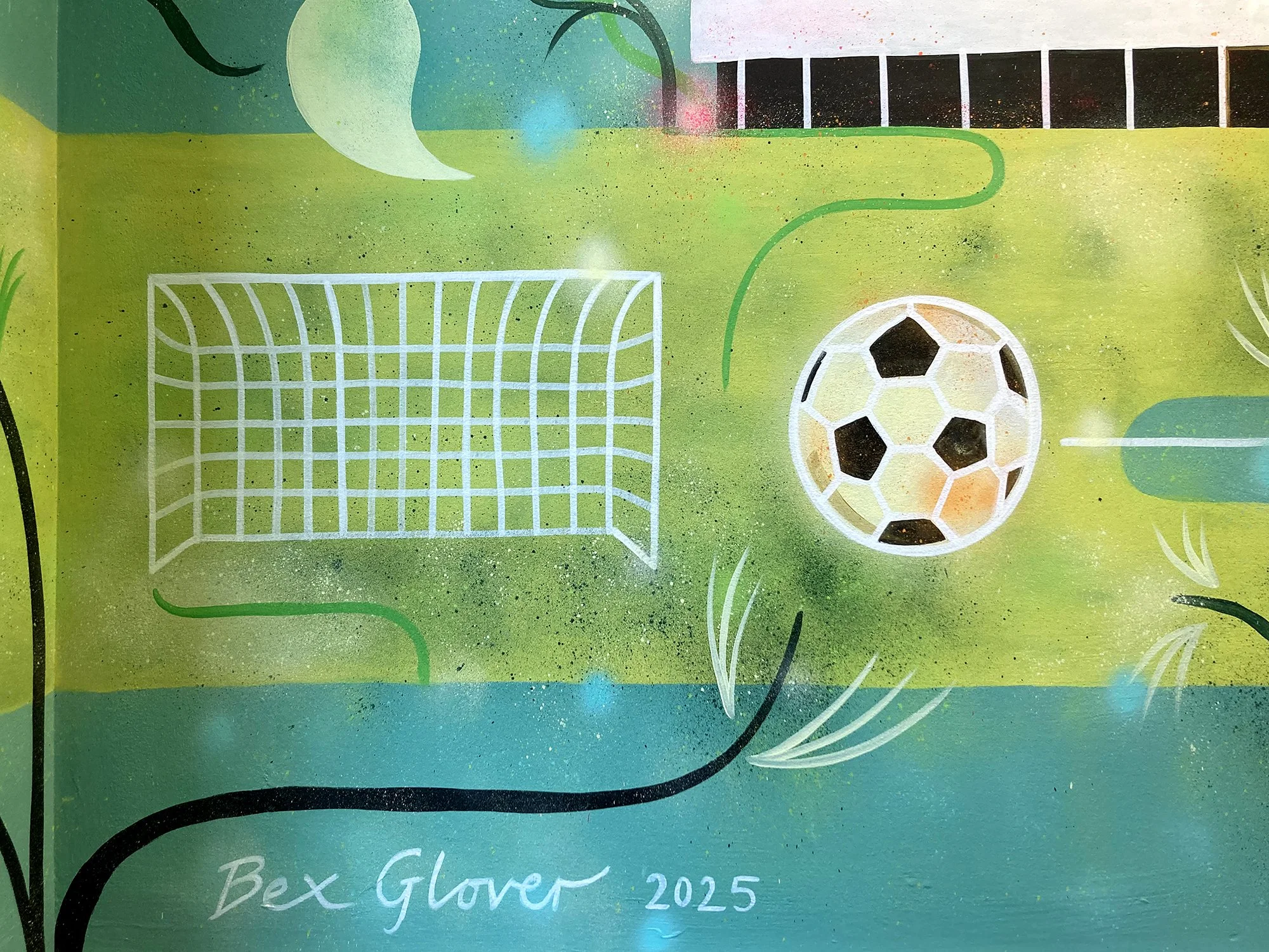 Bristol City Robins Foundation, hand painted  entrance hall mural by Bex Glover