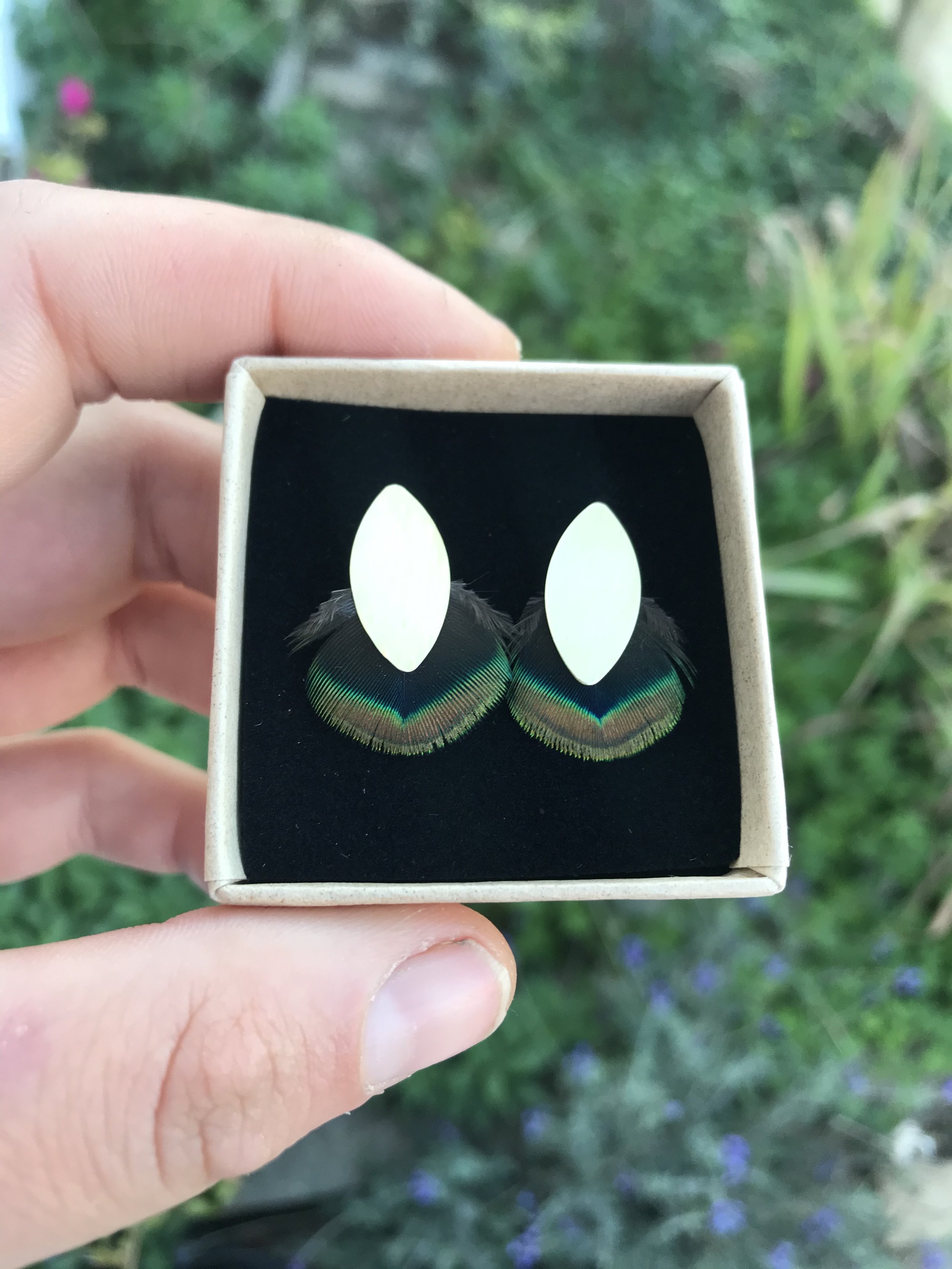 feather earrings, pavona