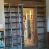 Bedroom library with rolling ladder