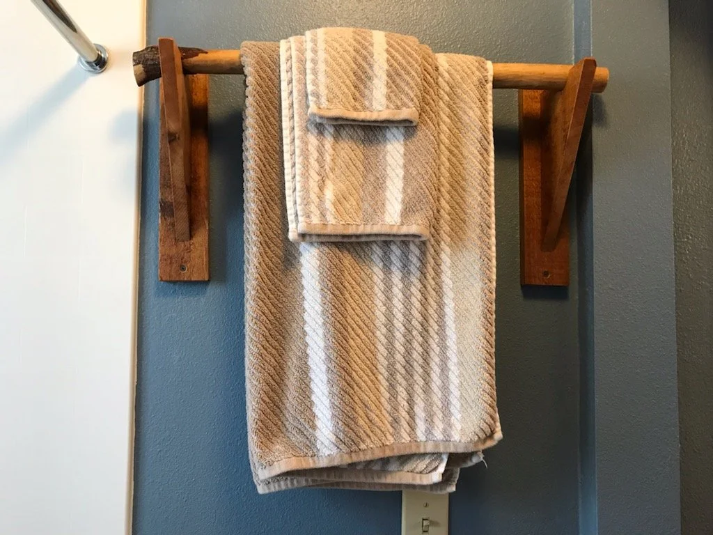 Towel rack from sentimental materials