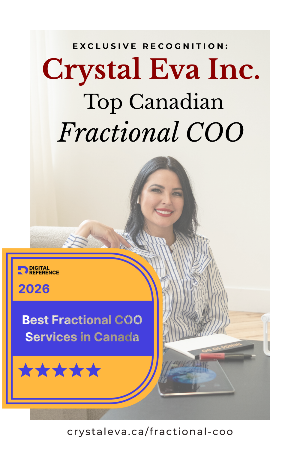 Crystal Eva Inc. recognized as Top Canadian Fractional COO, 2026 Digital Reference award badge