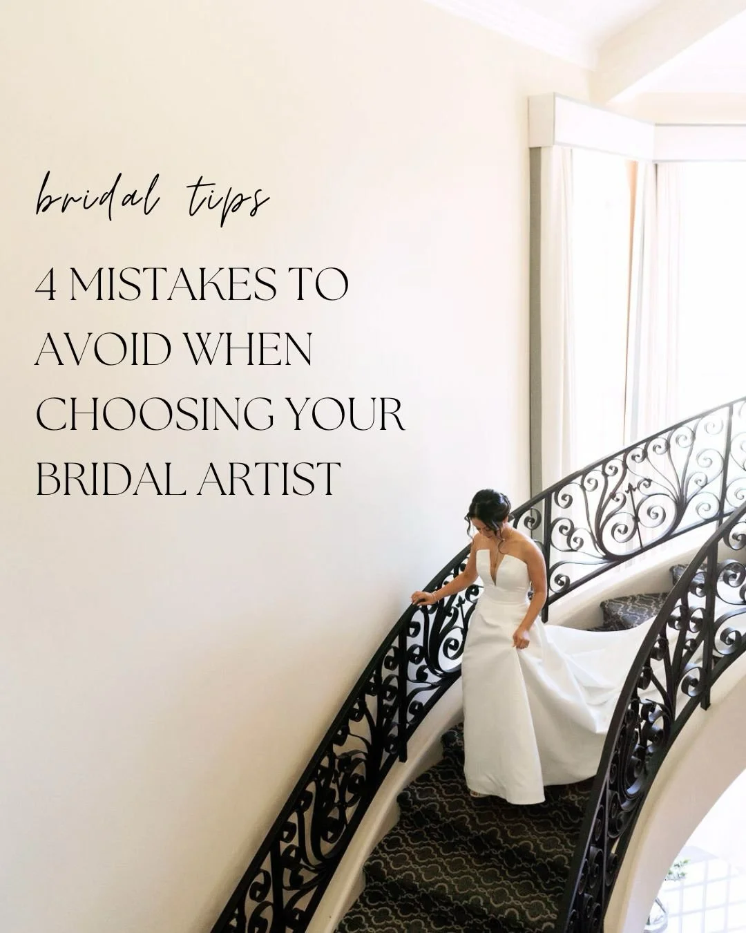Planning a wedding comes with a lot of decisions, and choosing your bridal hair and makeup artist is a big one.

Here are 4 common mistakes I see brides make&mdash;and how to avoid them so you feel confident, comfortable, and completely yourself on y