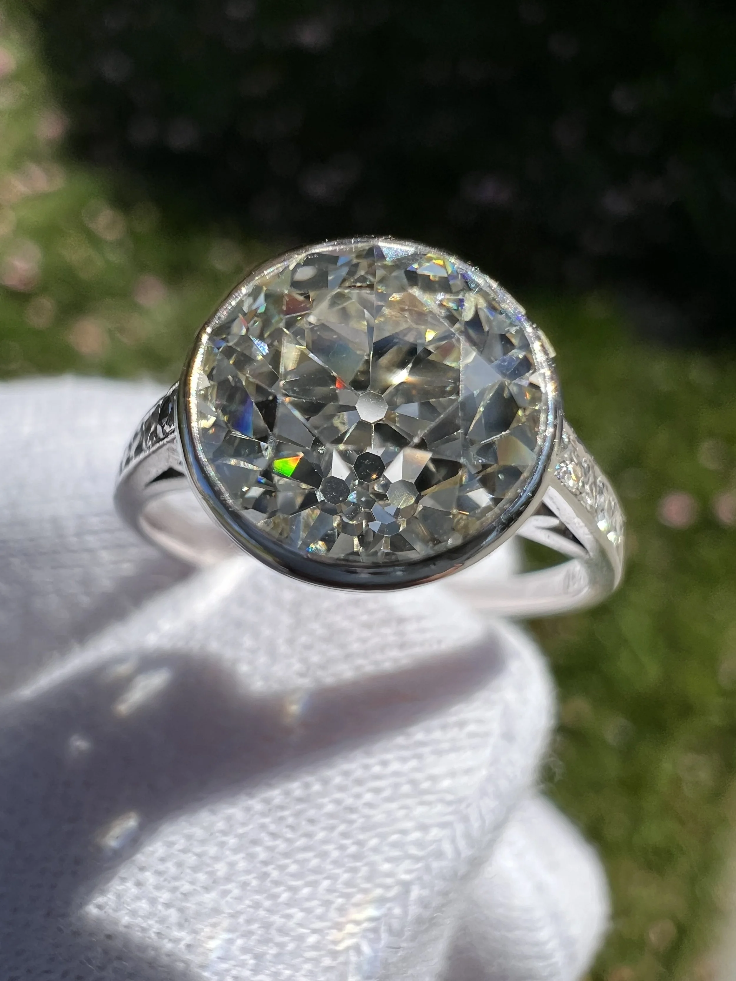 Bezel Set 3ct OEC Diamond Ring