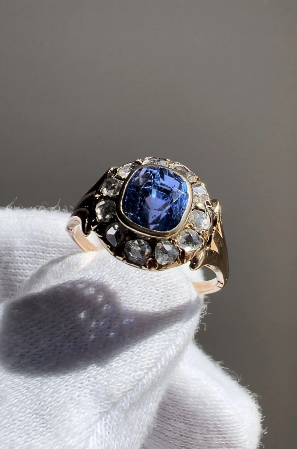 Victorian Ceylon Sapphire & Rose Cut Diamond Ring