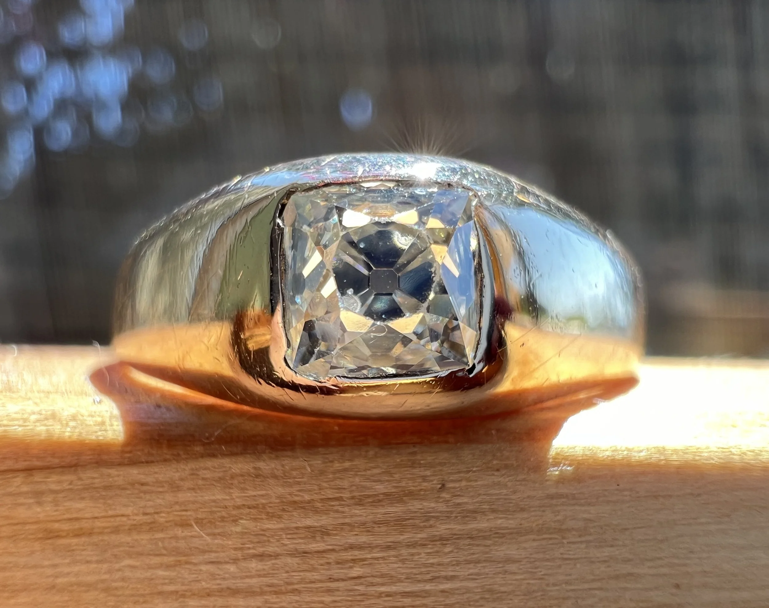 Vintage Peruzzi Cut Diamond Gypsy Ring