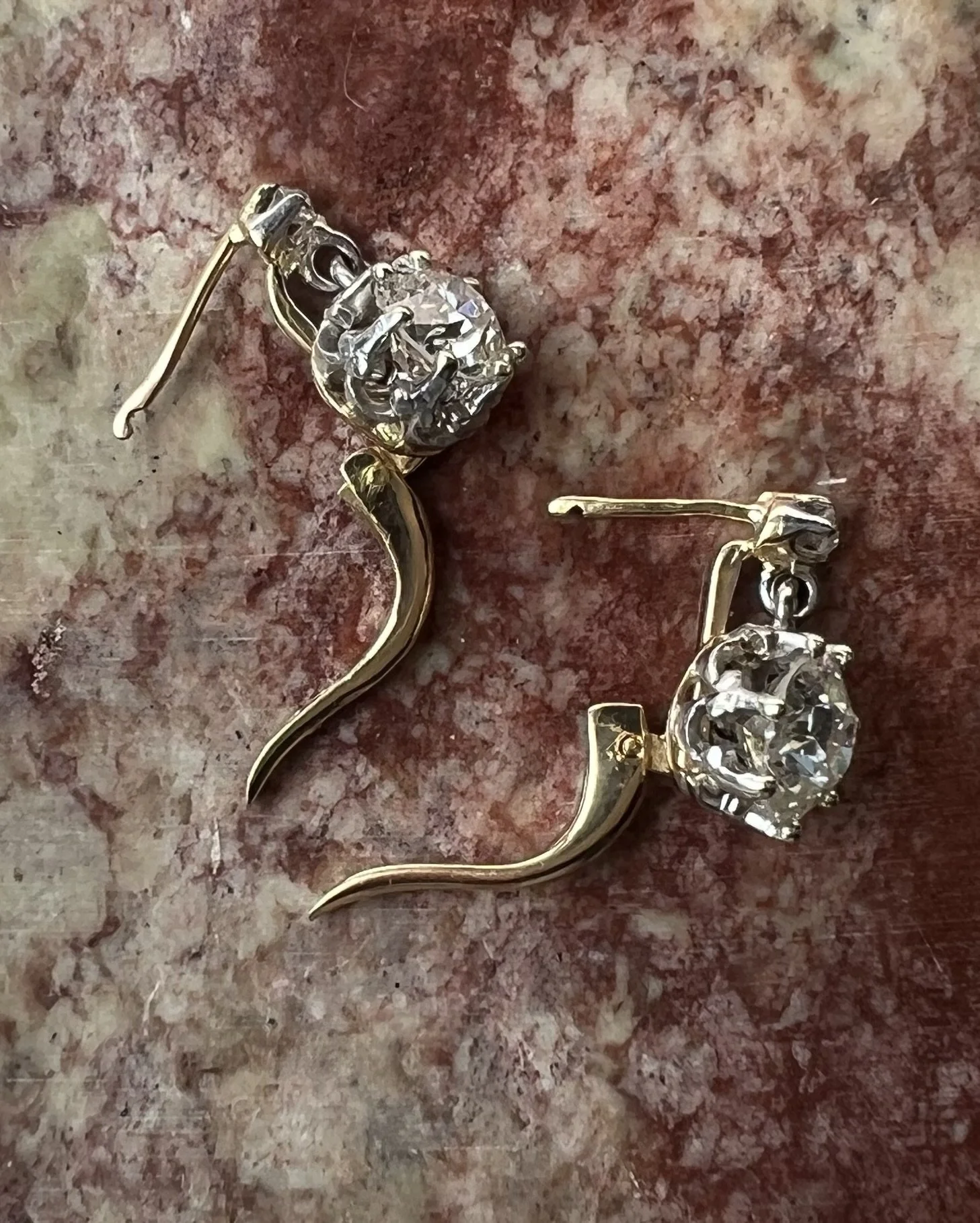 Antique French 'Dormeuses' Diamond Earrings