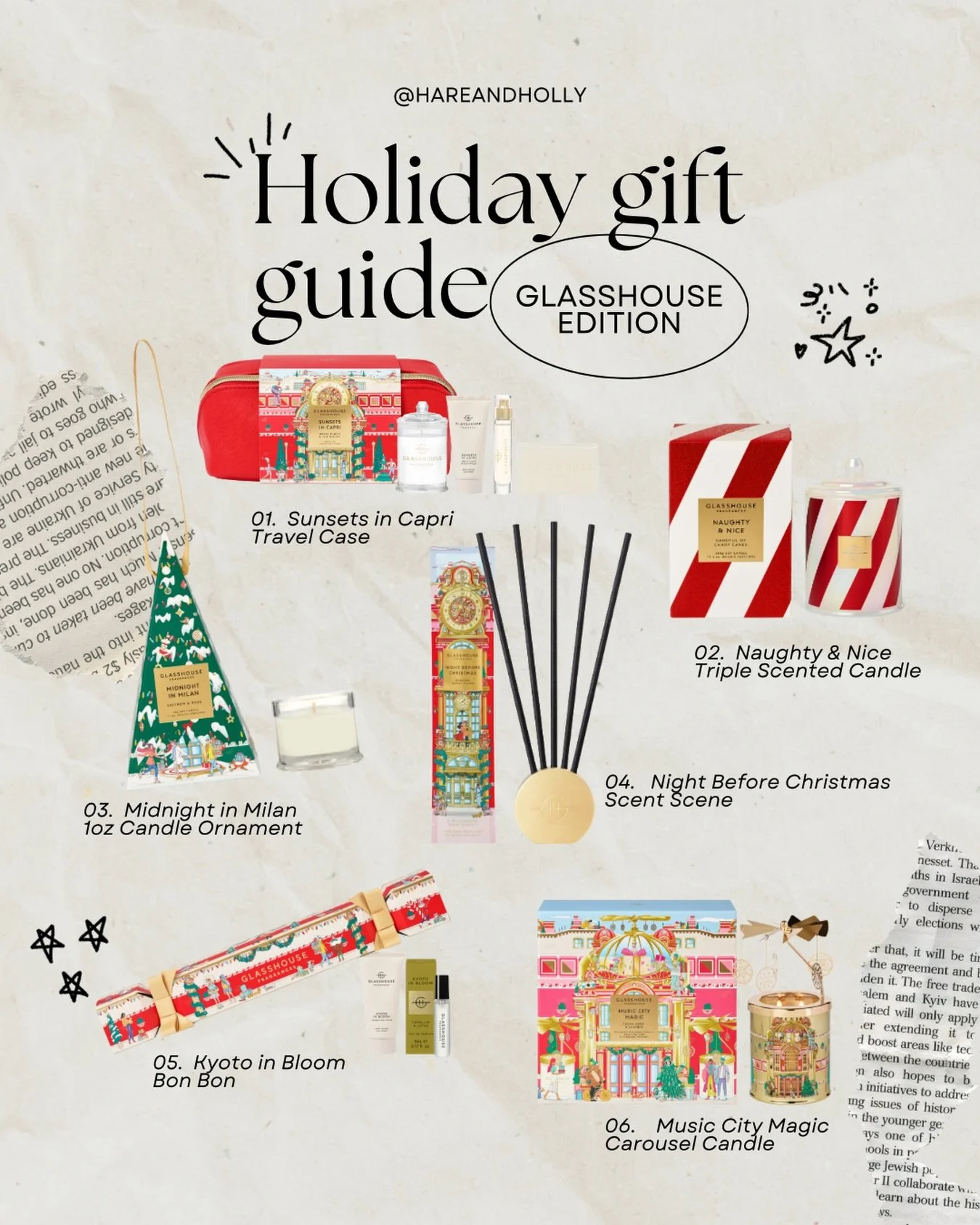 It&rsquo;s December 1st and officially gifting season! 🎁Glasshouse edition &mdash; because everyone deserves a little luxury under the tree. ✨ All available at Hare &amp; Holly.