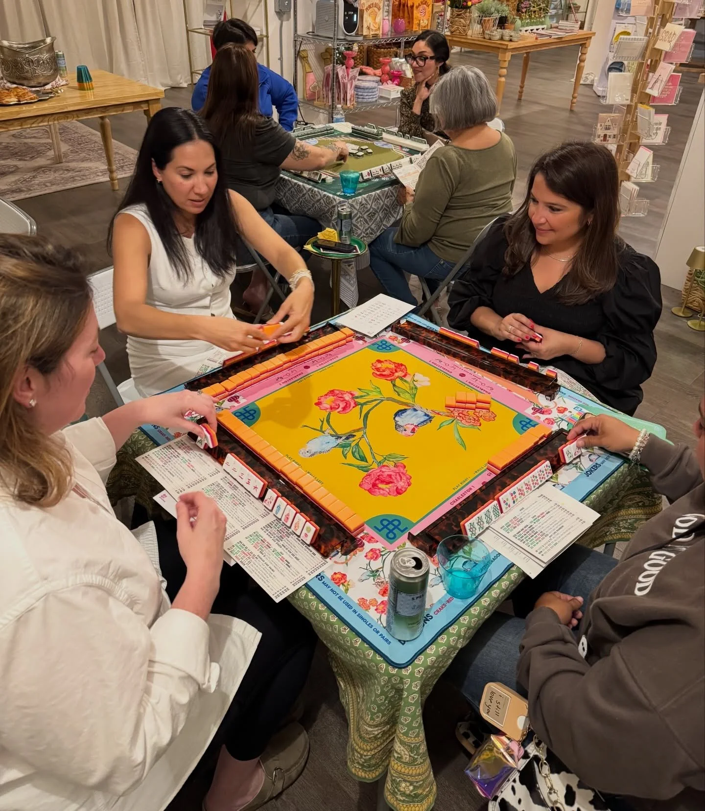 Mahjong 101 @ Hare &amp; Holly 🐇💚

#mahjong #btxfirstfriday #birdbamcheers #firstmahjong #fridaynightvibes
