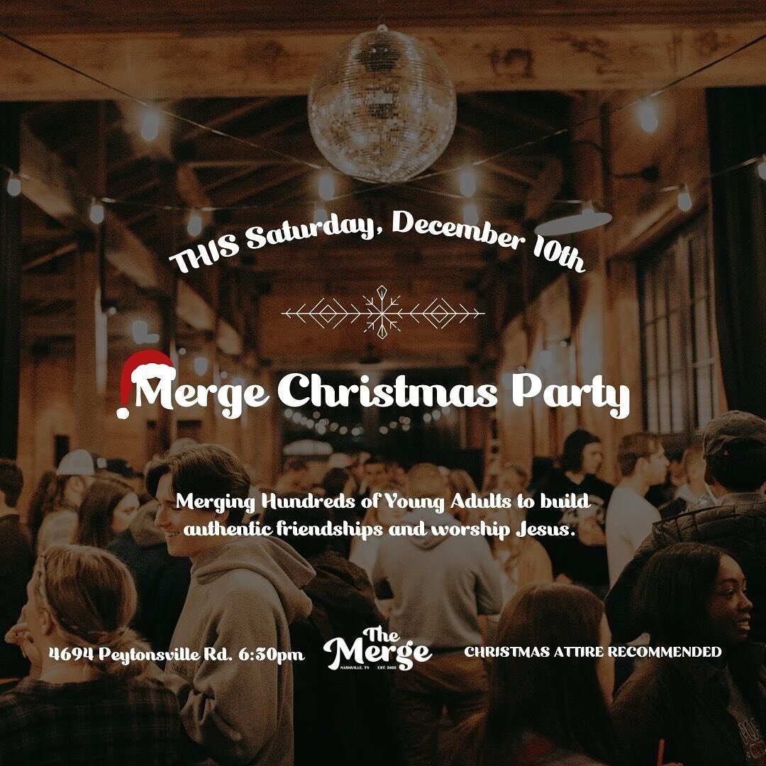 THIS SATURDAY!!!! MERGE CHRISTMAS PARTY! TIS THE SEASON TO PACK OUT THE BARN!! 🎄🕊️

12/10/22 6:30 PM 4694 Peytonsville Rd Franklin TN