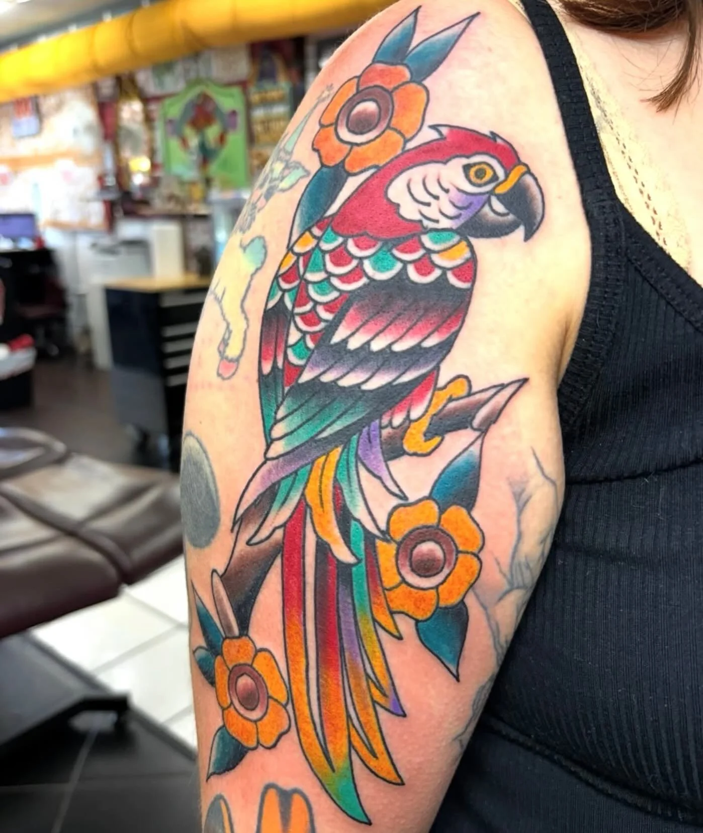 Walk Ins welcome every day 12-8pm 🦜 come see us with your next tattoo idea! done by @simonzter