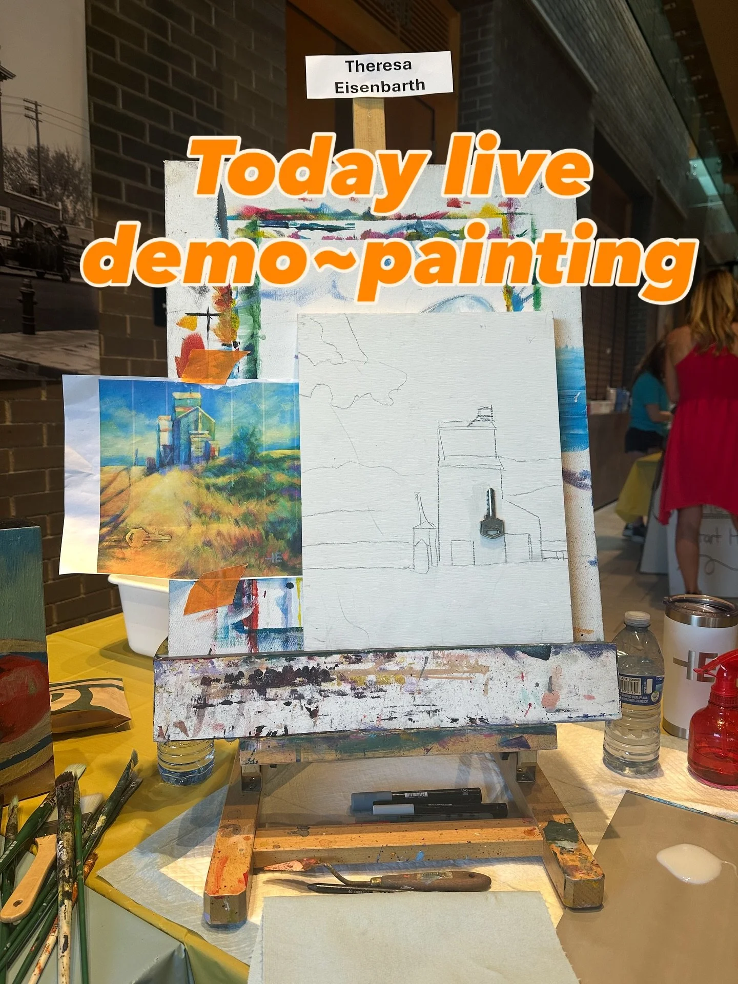 I’m excited to share some painting tips today down at the Esplanade! I’m located in the foyer right by the front doors! #artinmotion #medicinehat #thingstodo #whatsupmedicinehat #livedemo #theresaeisenbarth