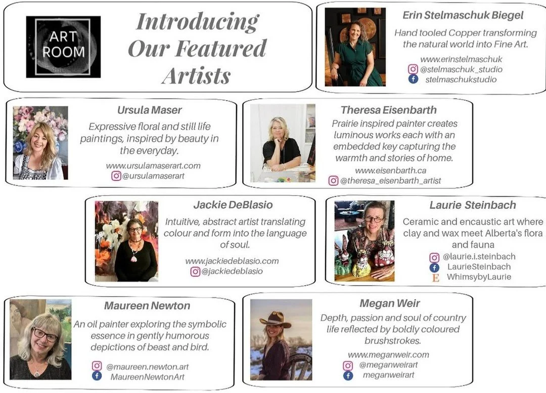 🎨 Meet the 2025 featured artists at Art Room on 2nd!
Seven southern Alberta artists are bringing something truly special to downtown Medicine Hat this November—original art, prints, jewelry, copper, ceramics & unique gifts for the season.